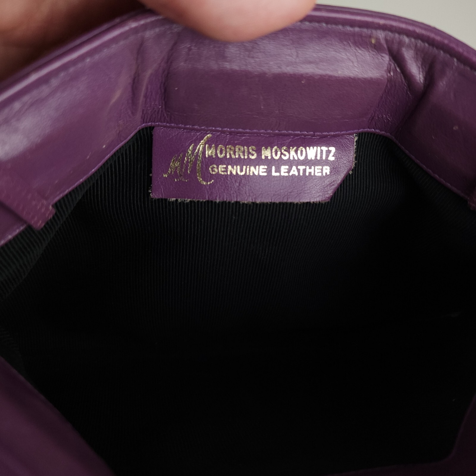 Vintage 70s 80s Morris Moskowitz Handbag Chain Purse Purple Genuine Leather