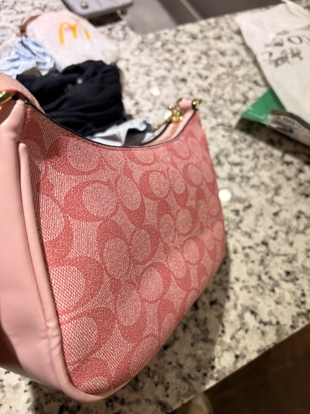 NWT COACH teri shoulder bag Signature Canvas CV933 pink