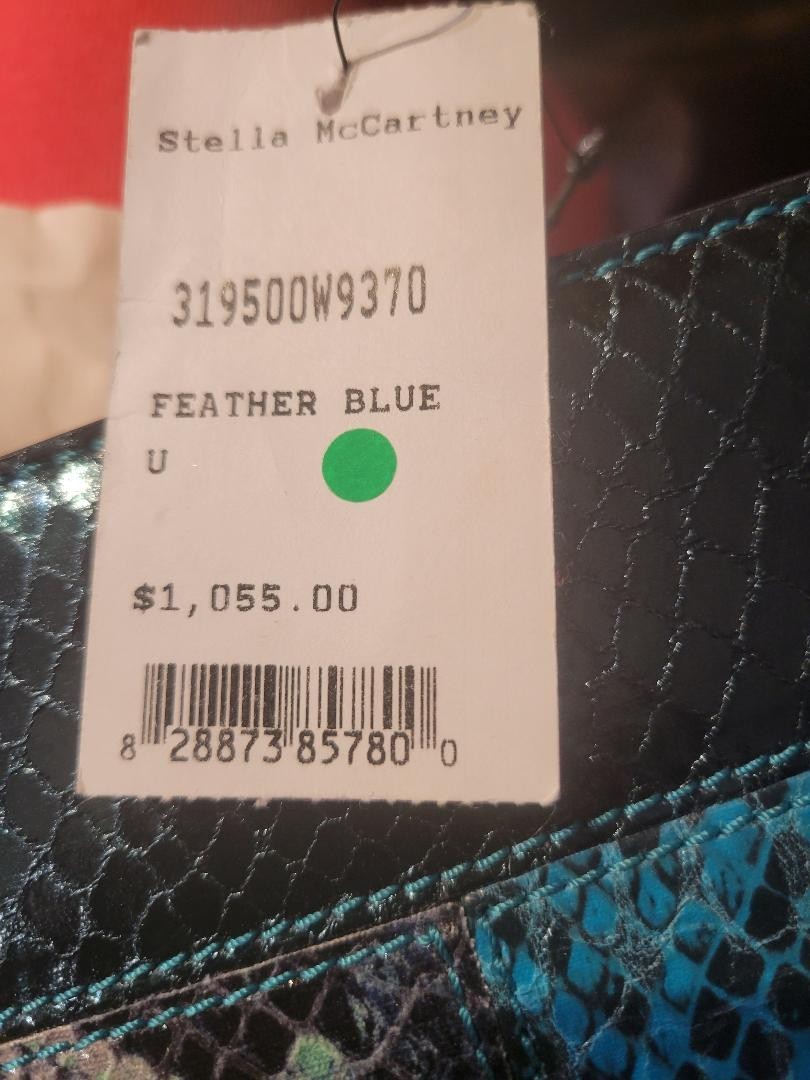 STELLA McCARTNEY “WAVERLY” Exotic Skins Vegan Leather Blue Clutch – retail $1055