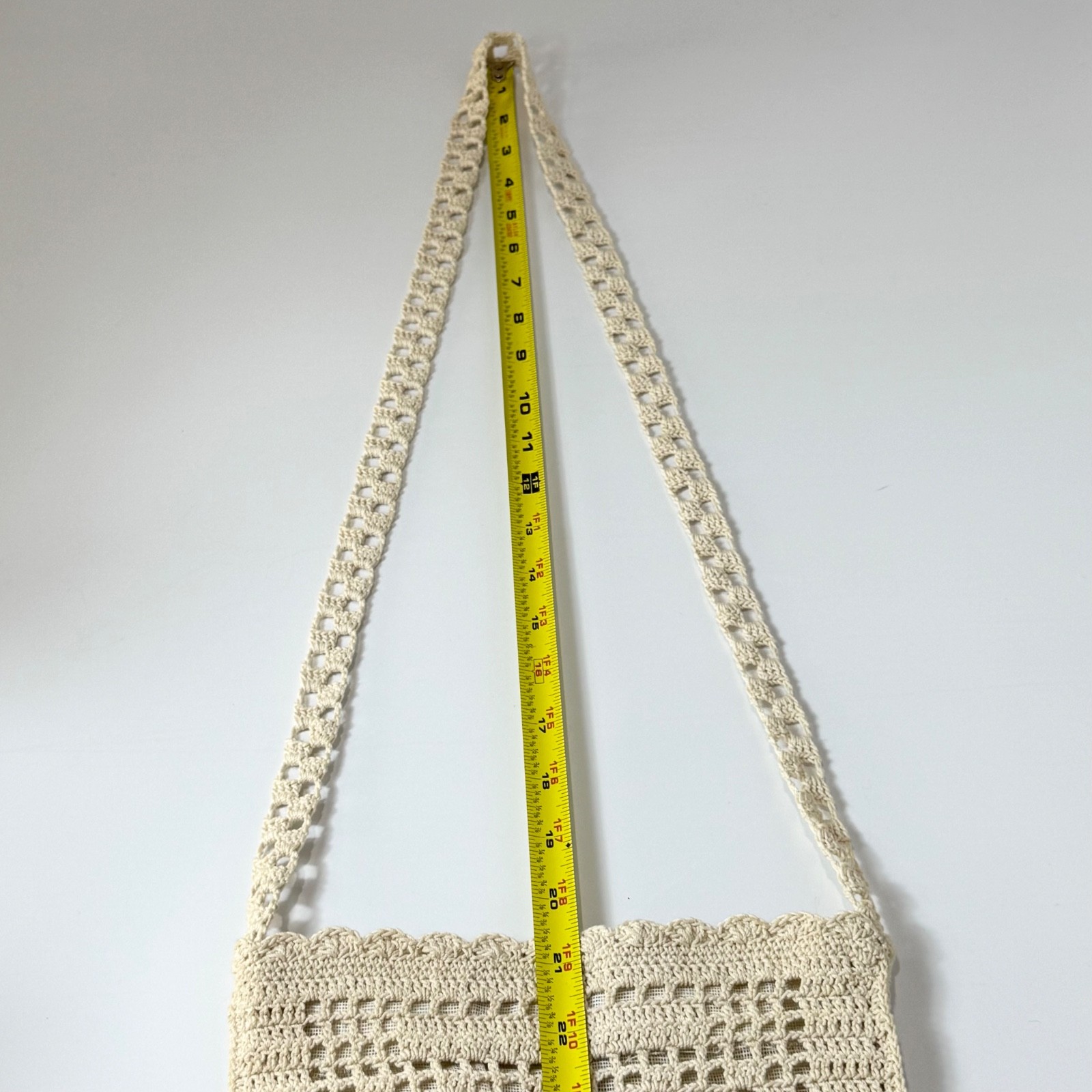 Boho Crochet Fringe Crossbody Bag Cream Beige Knit Festival Shoulder Purse