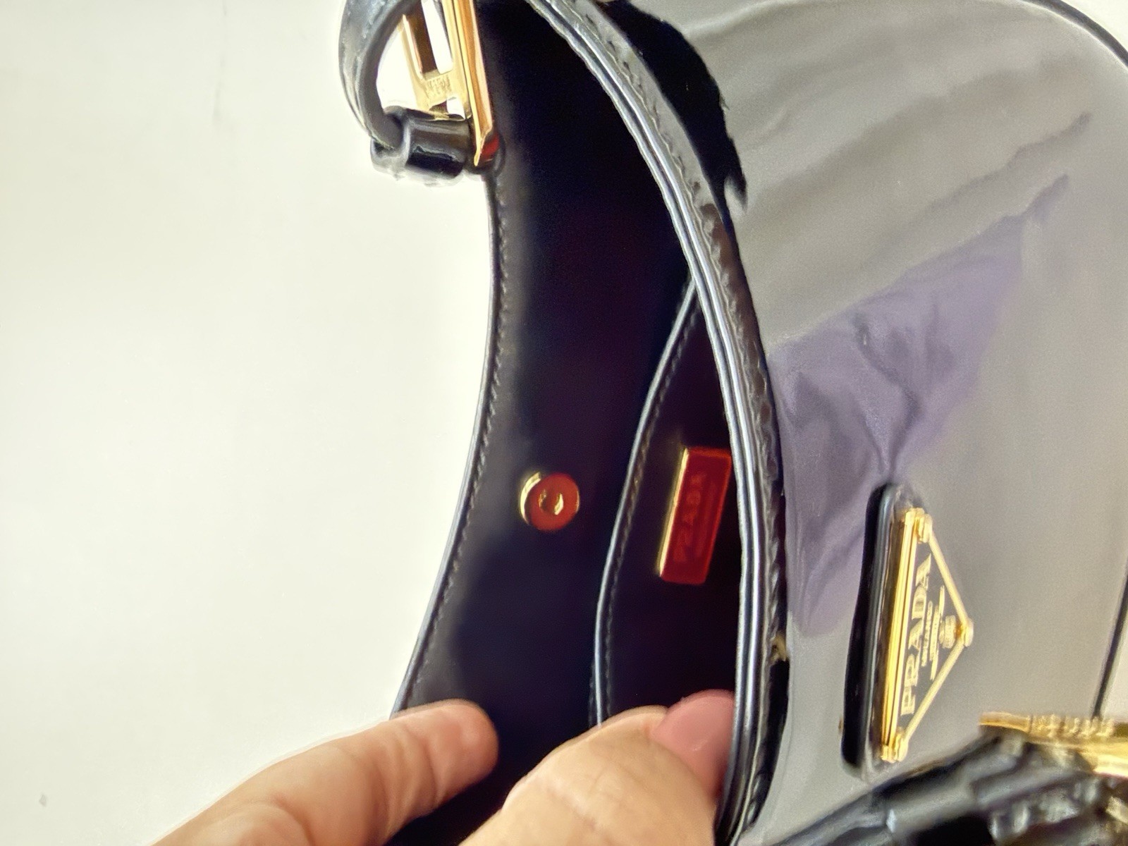 PRADA Cleo Magnetic Closure Shoulder Bag Black Leather
