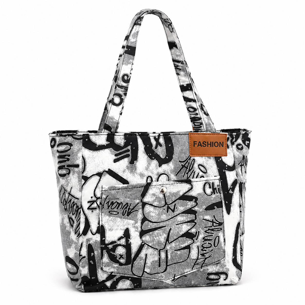 Women’s Canvas Tote Bag Graffiti Print Large Shoulder Shopper Travel Handbag