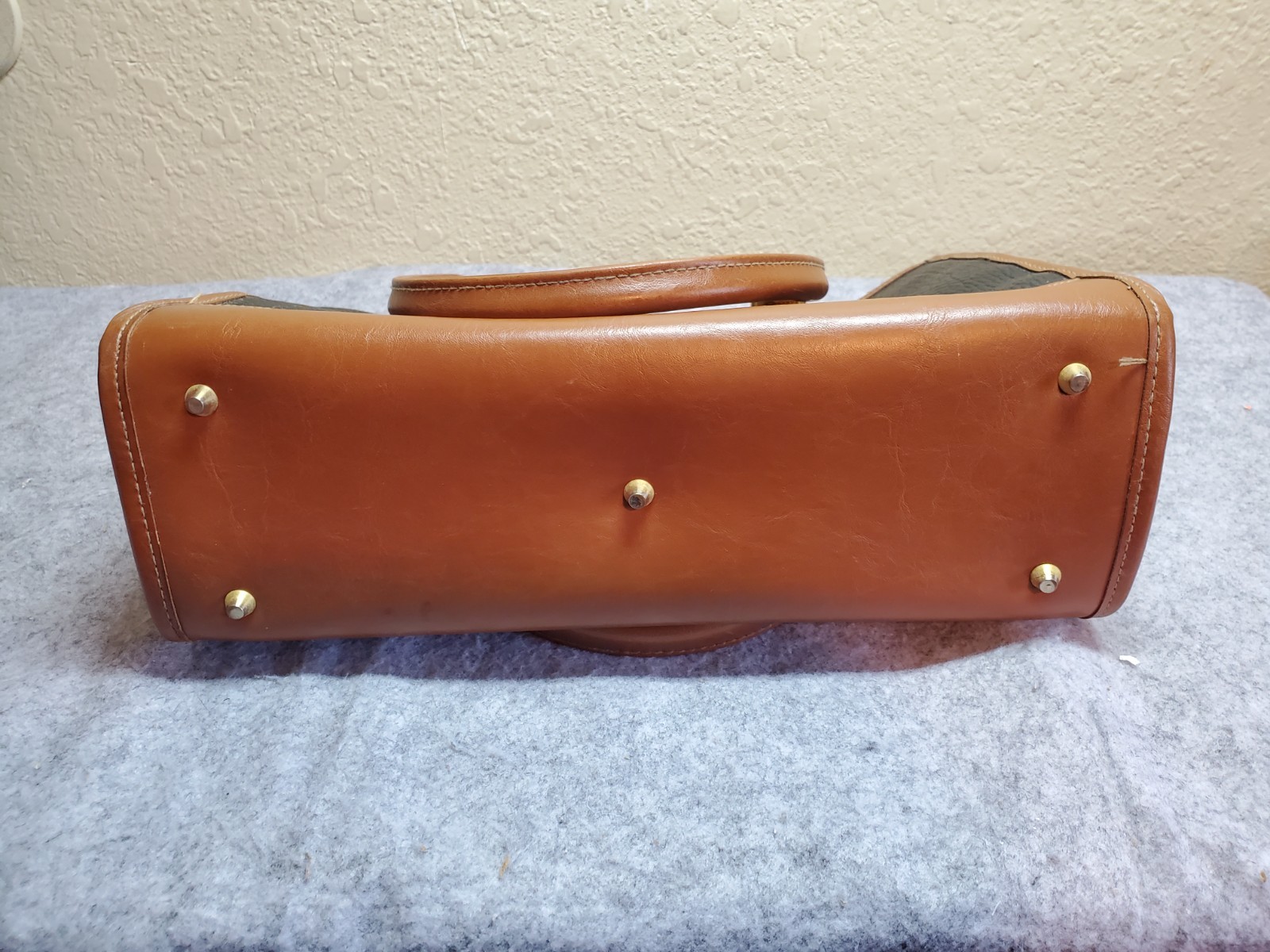 Vintage 90s Guess Black with Brown trim Pebble Leather Double Handle Large Purse