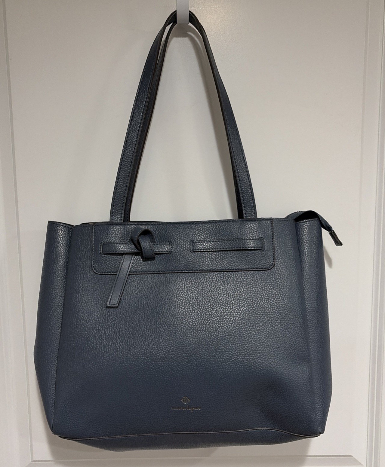Nanette Lepore Arriss Tote Shoulder Bag Steel Blue Faux Leather Purse
