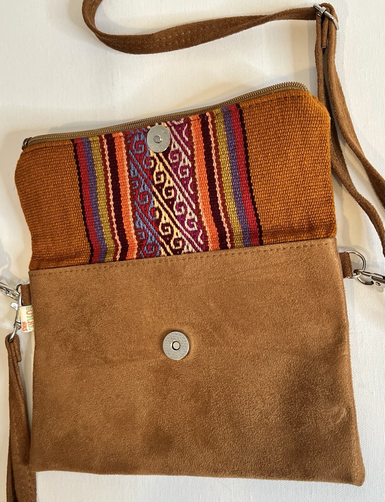 NENA & Co Artisan Clutch Crossbody Bag Brown Multicolor