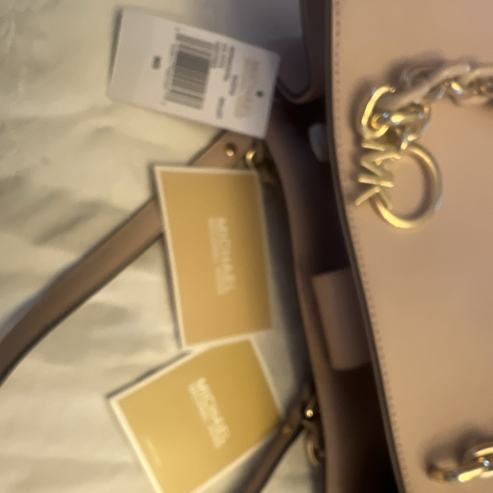 Michael Kors Sofia Large Tote Ballet Pink Leather Shoulder Bag NWT Gold Chain