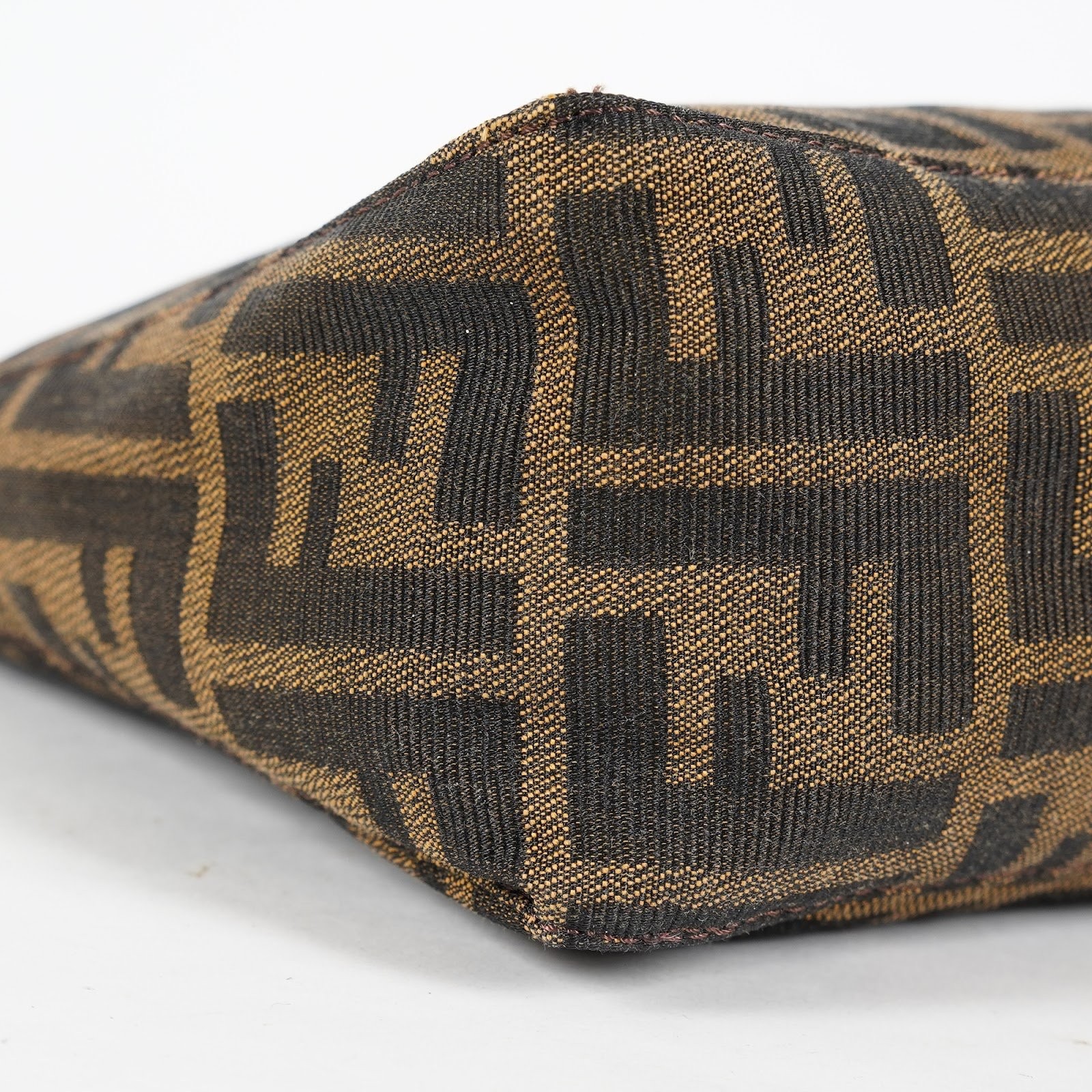 Fendi Zucca Pouch Set of 2 17cm Brown Canvas Leather Vintage Used 08E132310012