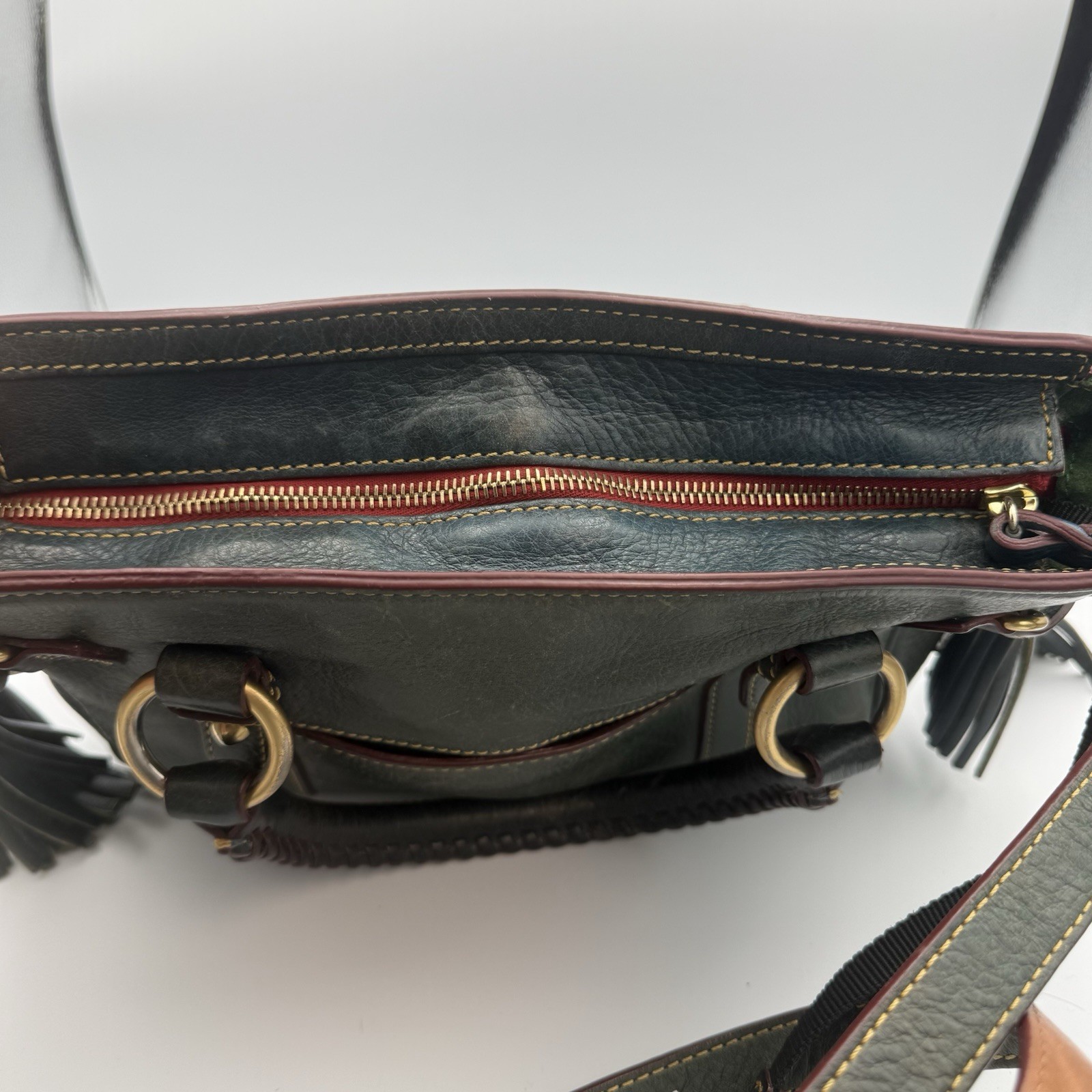 Dooney & Bourke Florentine Medium Pocket Satchel I’ve Green Leather Handbag