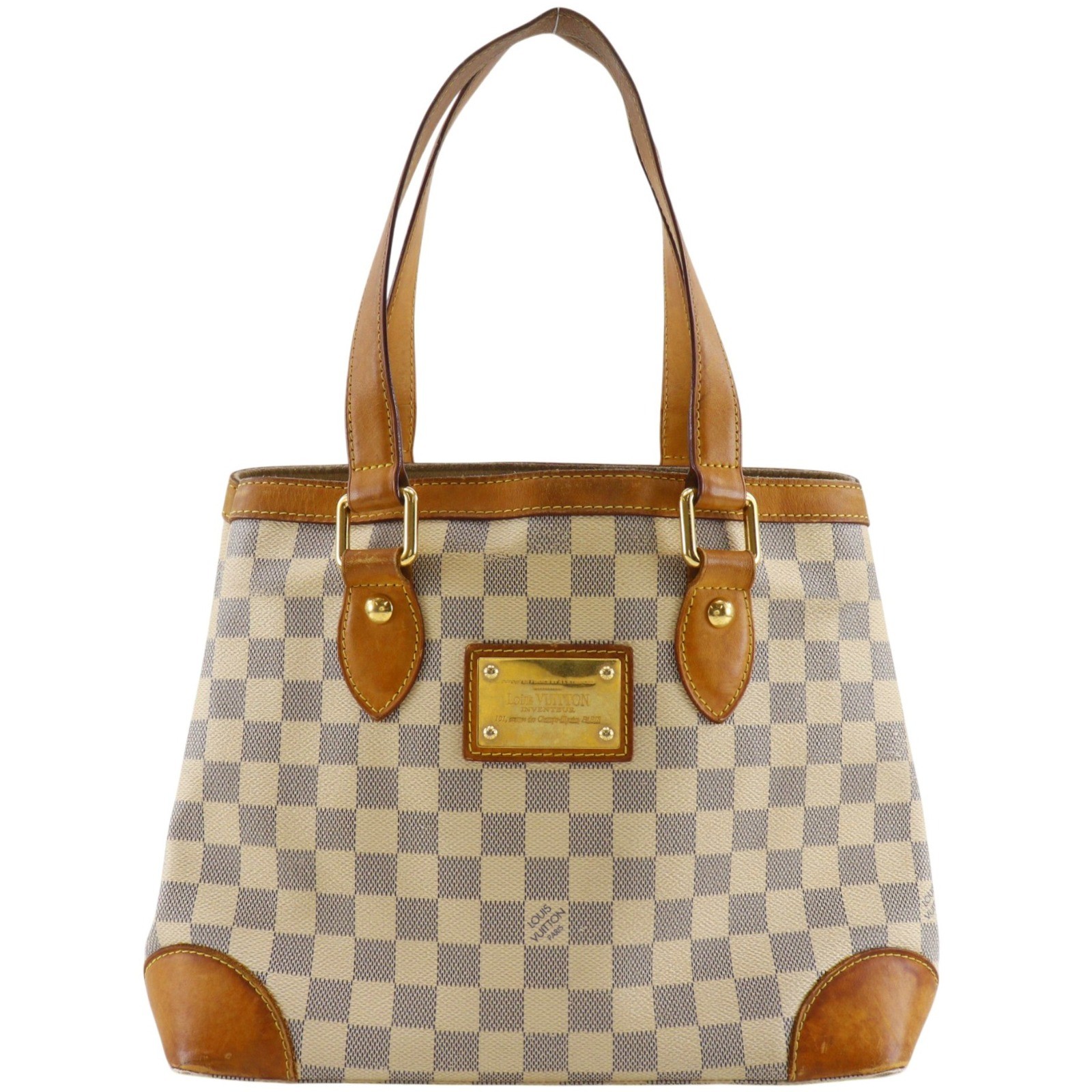 LOUIS VUITTON Hampstead PM Tote Bag N51207 White Damier Azur Canvas Women