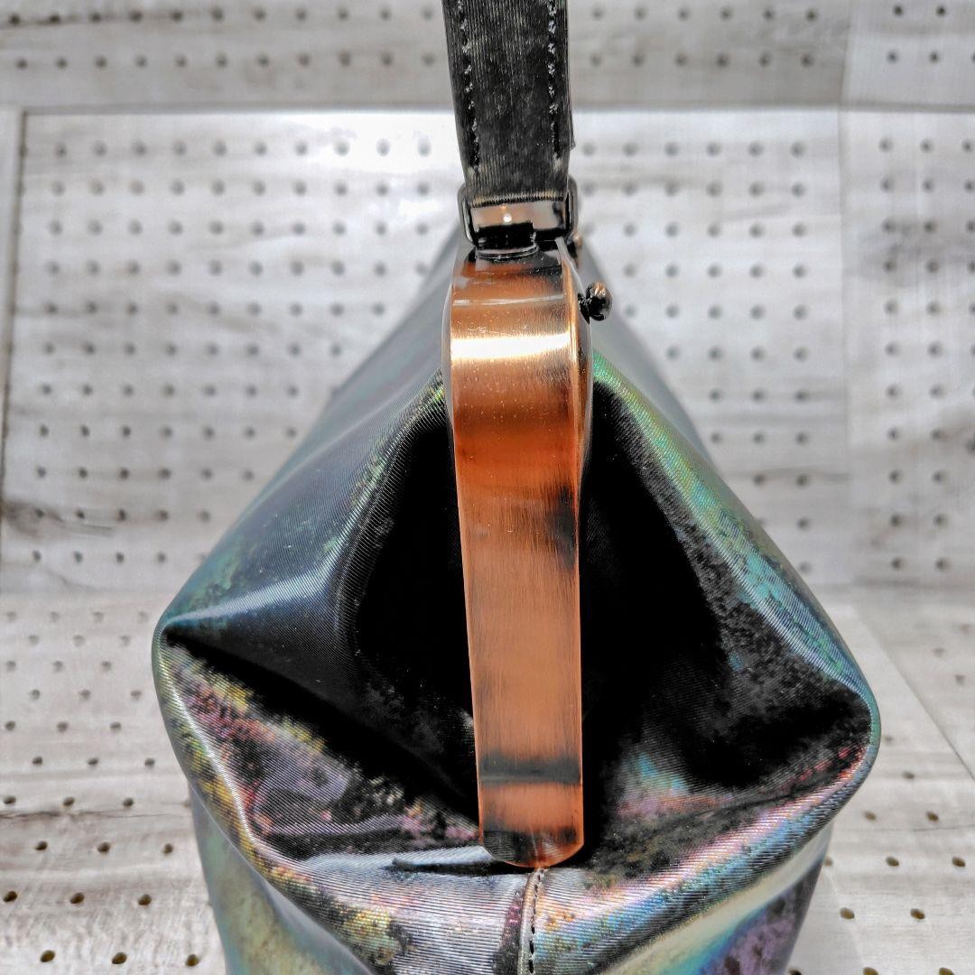 Jean Paul Gaultier Iridescent V-Cyber Kiss Lock Handbag Designer Authentic