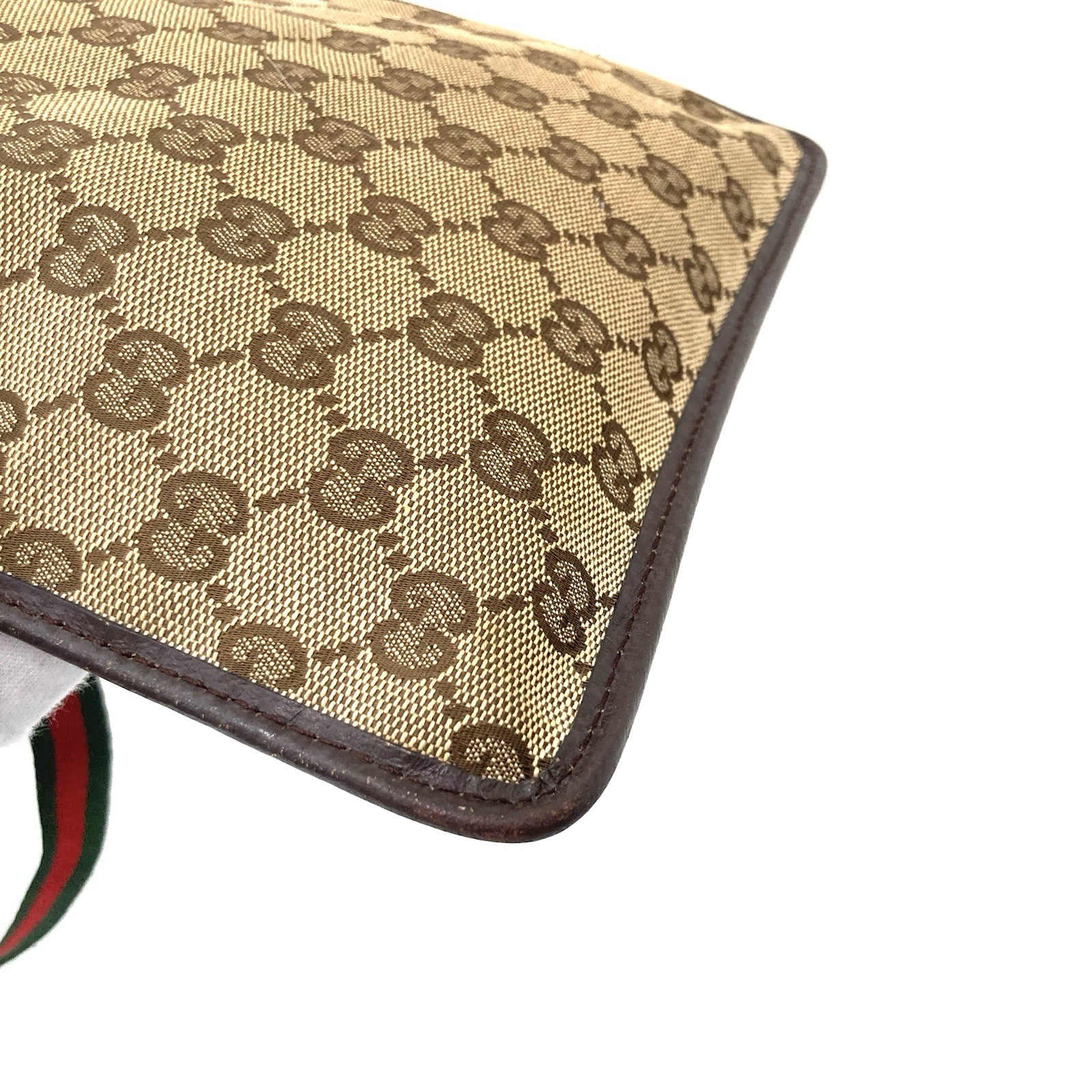 GUCCI GG Canvas Shoulder Bag Web Sherry Stripe Crossbody Brown Authentic