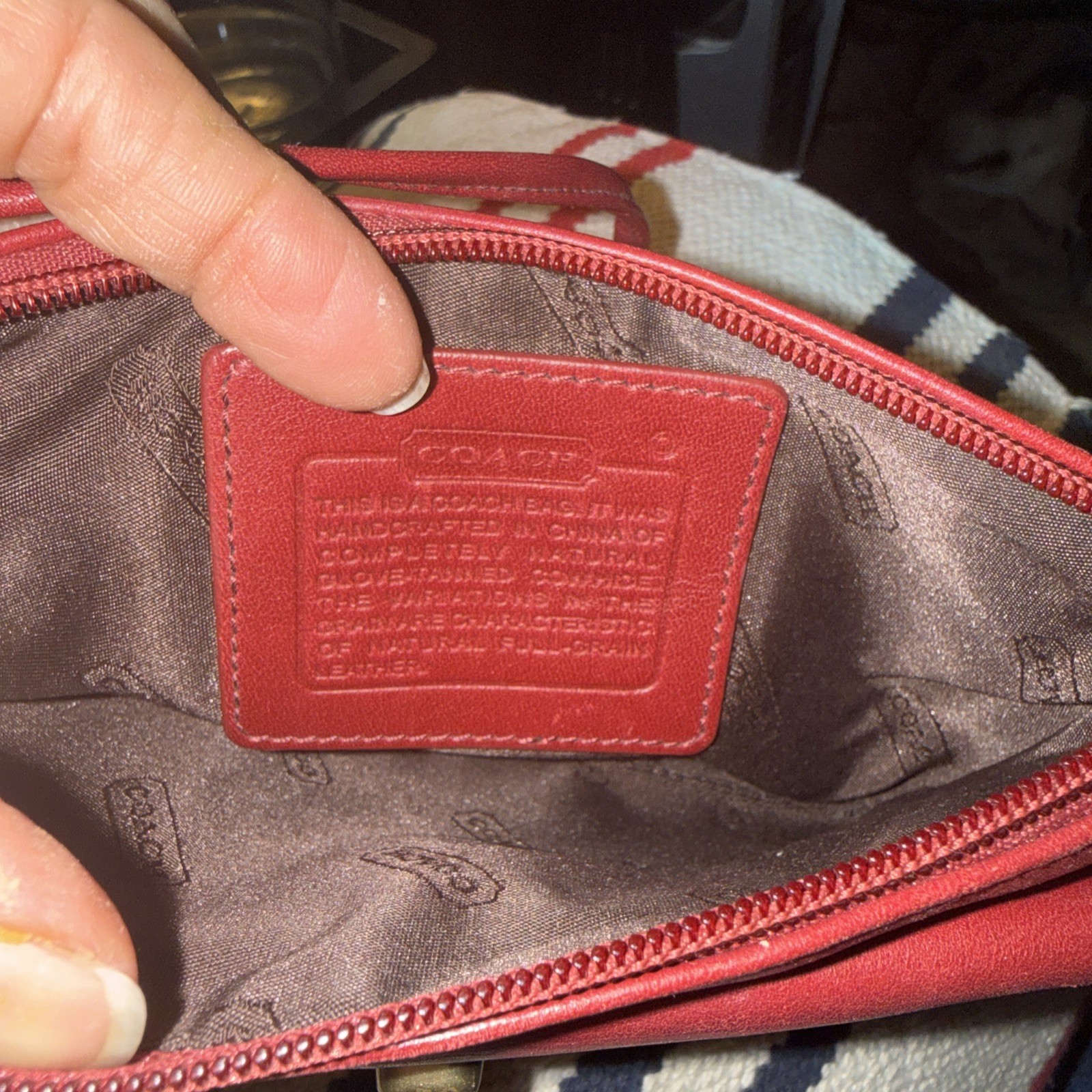 Coach Vintage Red Leather Turnlock Wristlet Clutch Glove Tanned Cowhide 7.5in