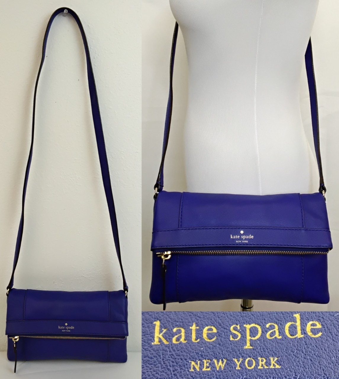 Kate Spade Fremont Place Julian Leather Crossbody Shoulder Bag Royal Blue #Z5595