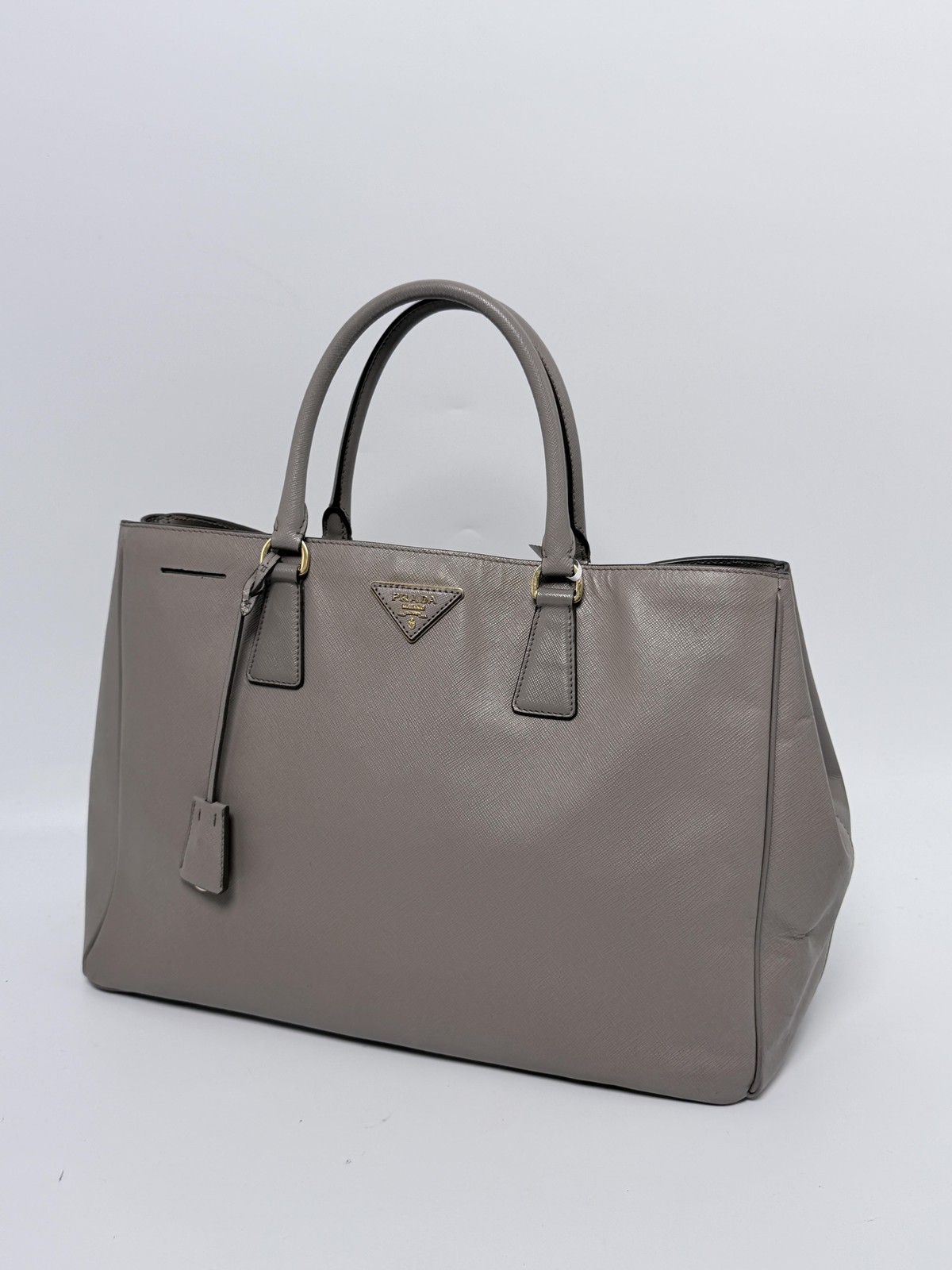 Prada Galleria Tote Bag Top Handle Handbag Gray JA834PR
