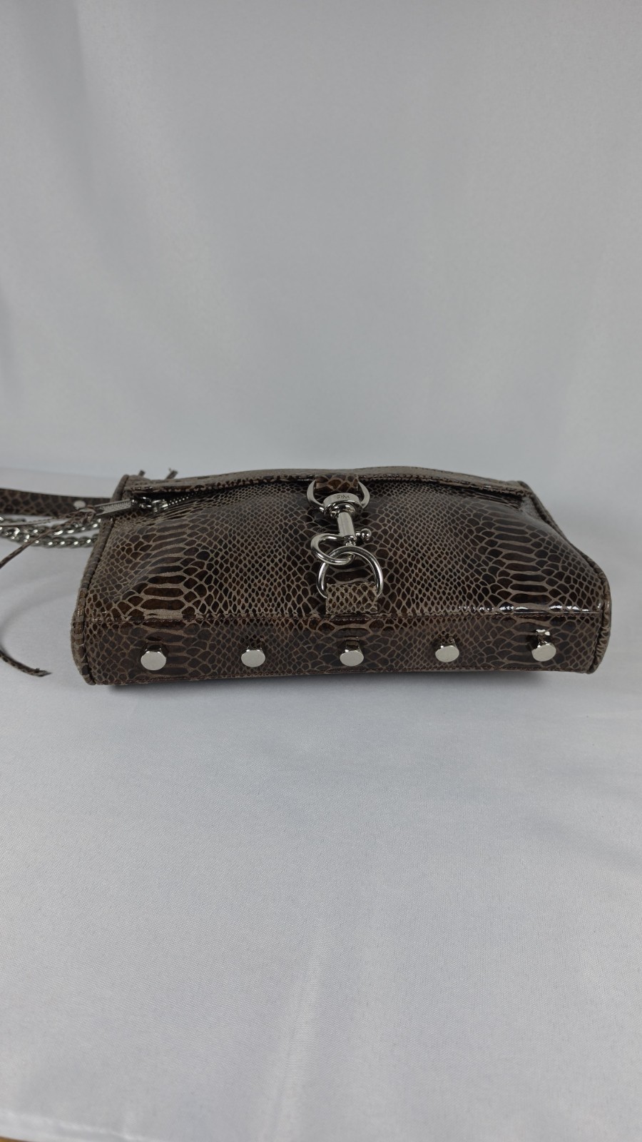 Rebecca Minkoff Mini M.A.C. Crossbody Bag Brown Snakeskin Embossed Leather