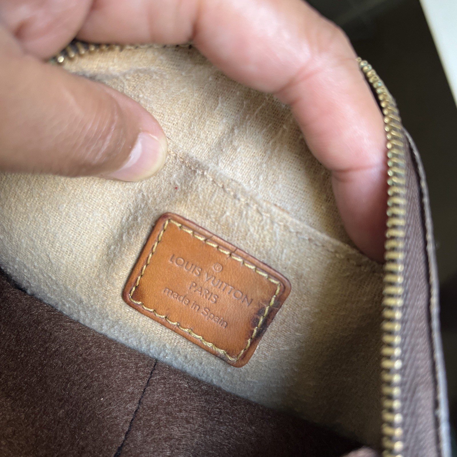 Customised Louis Vuitton Cosmetic Pouch Brown Canvas Monogram/repainted Black