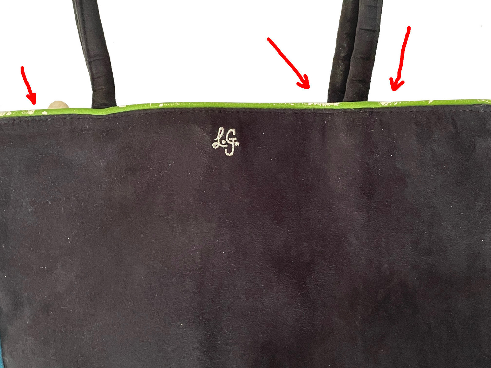 LULU GUINNESS Vintage Tote Bag Black Ultrasuede “Yes, No, Maybe” Purses Dustbag