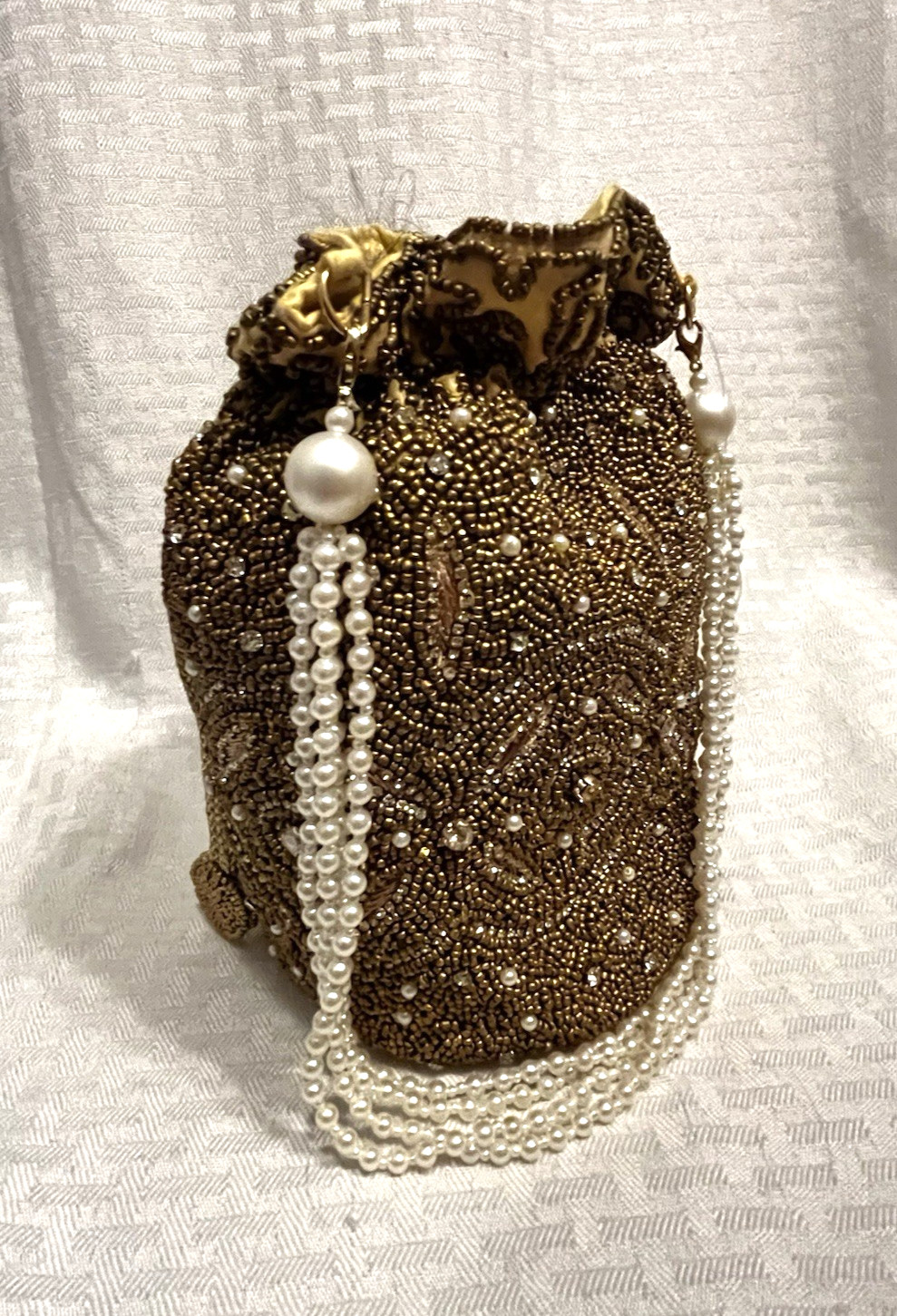 Natasha Antique Gold Beaded Potli Bag