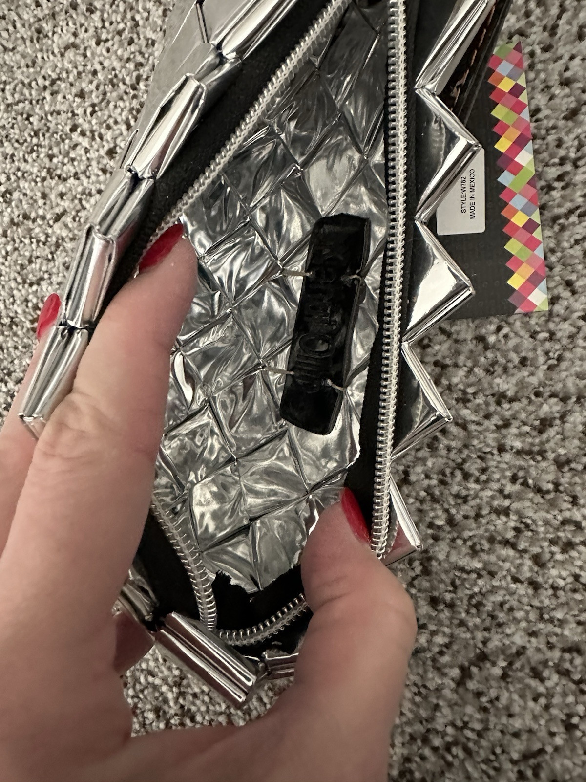 Nahui Ollin Candy Wrapper Bag Silver Clutch Wristlet Small Zippy Bag