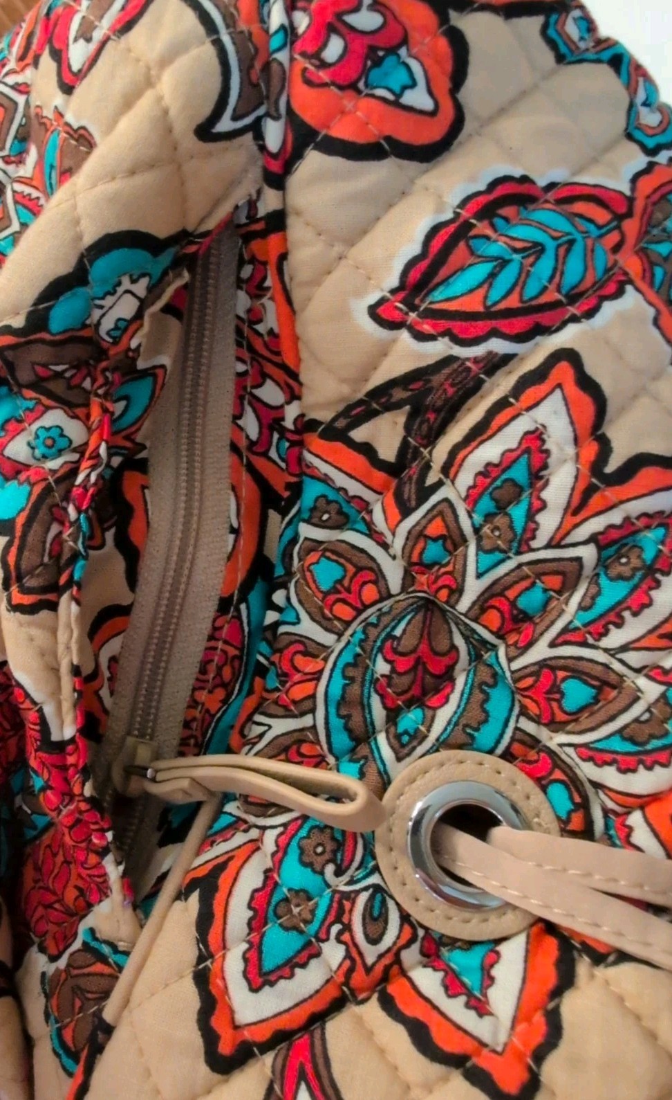 Vera Bradley Retired Spring 2018 DESERT FLORAL Large Handbag / Tote Beige Red