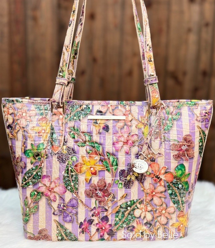 NWT Brahmin Medium Asher Petals Melbourne Tote Orchid Shoulder Bag Purse MSRP345