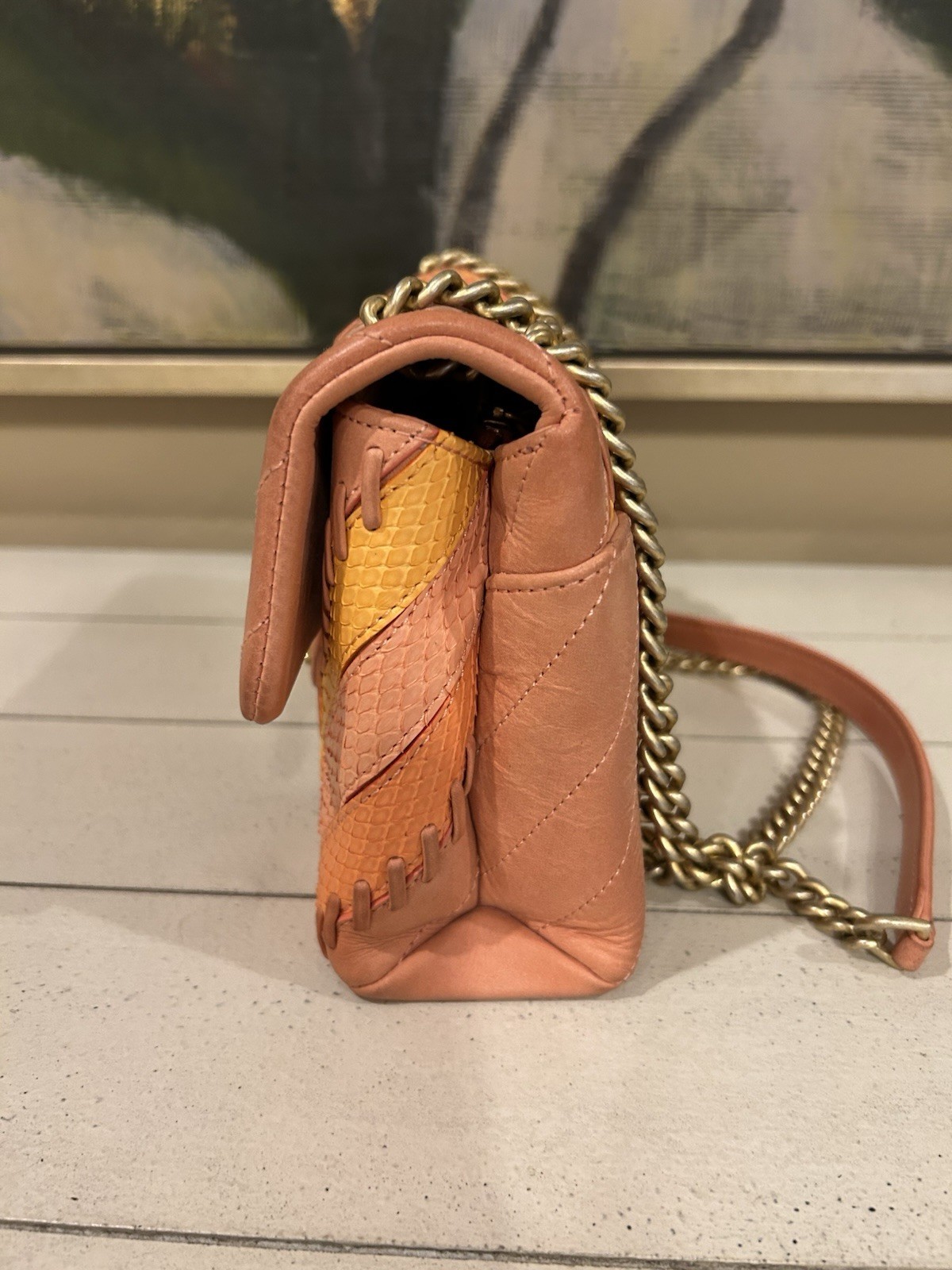 Chanel Python Chevron Flap Bag