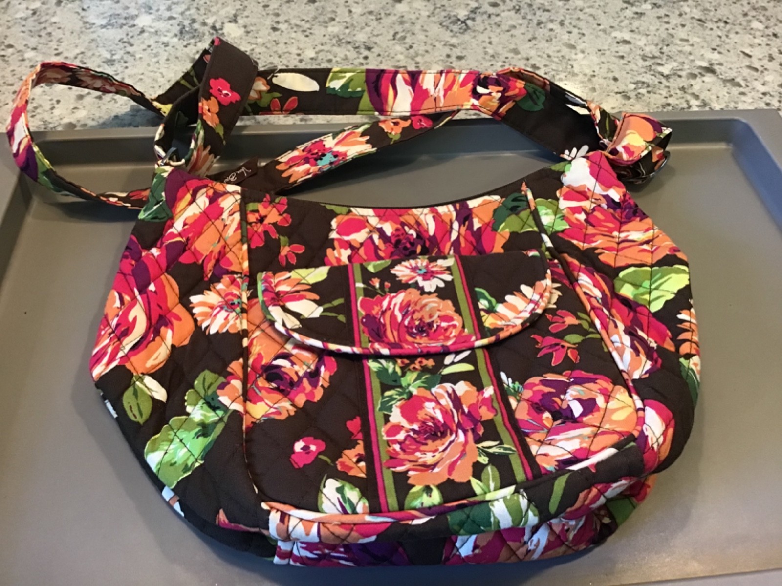 Vera Bradley English Rose Floral Quilted Shoulder Bag /Purse Magnetic Pocket