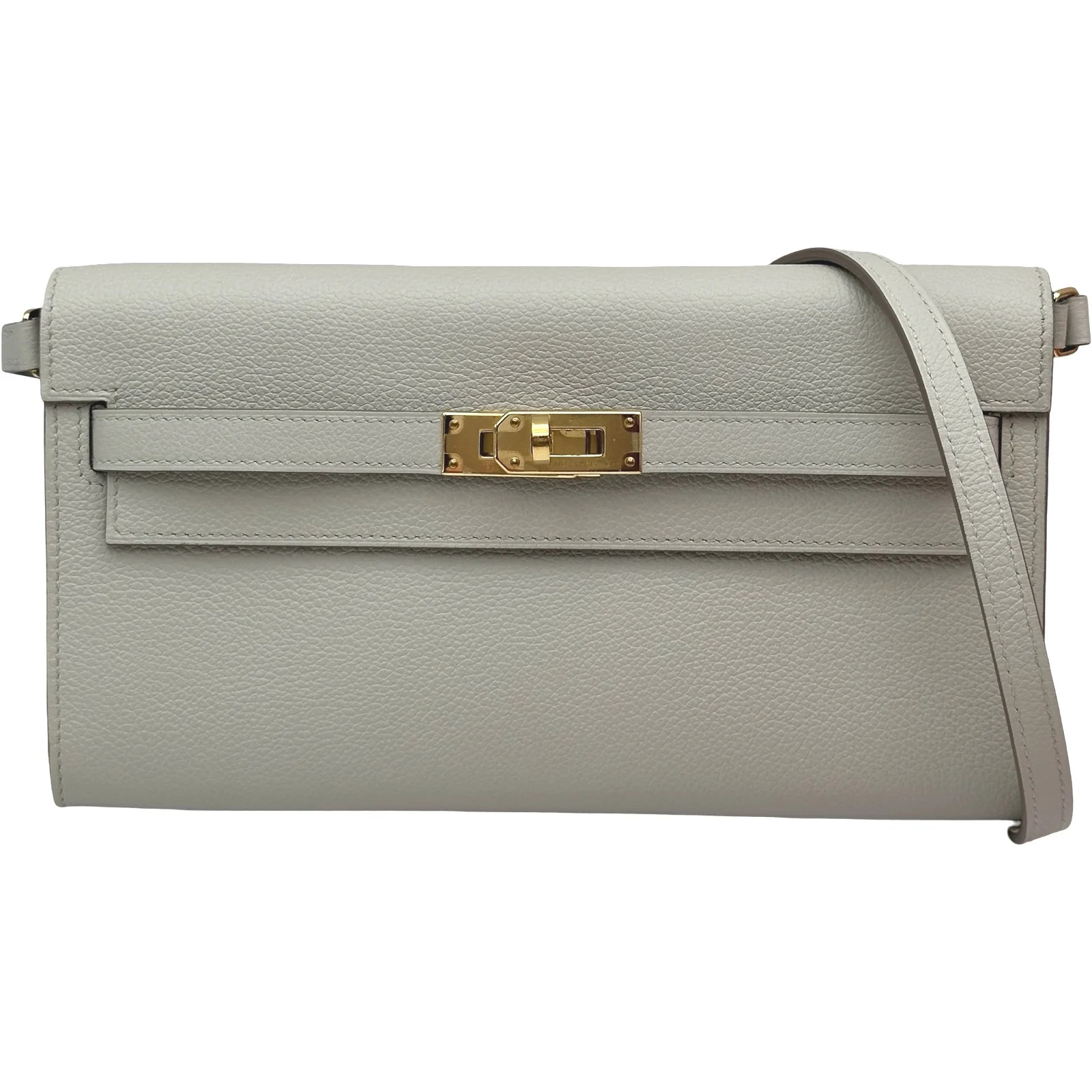 HERMES Kelly Togo Beton Evercolor Leather Shoulder Bag #OKB708