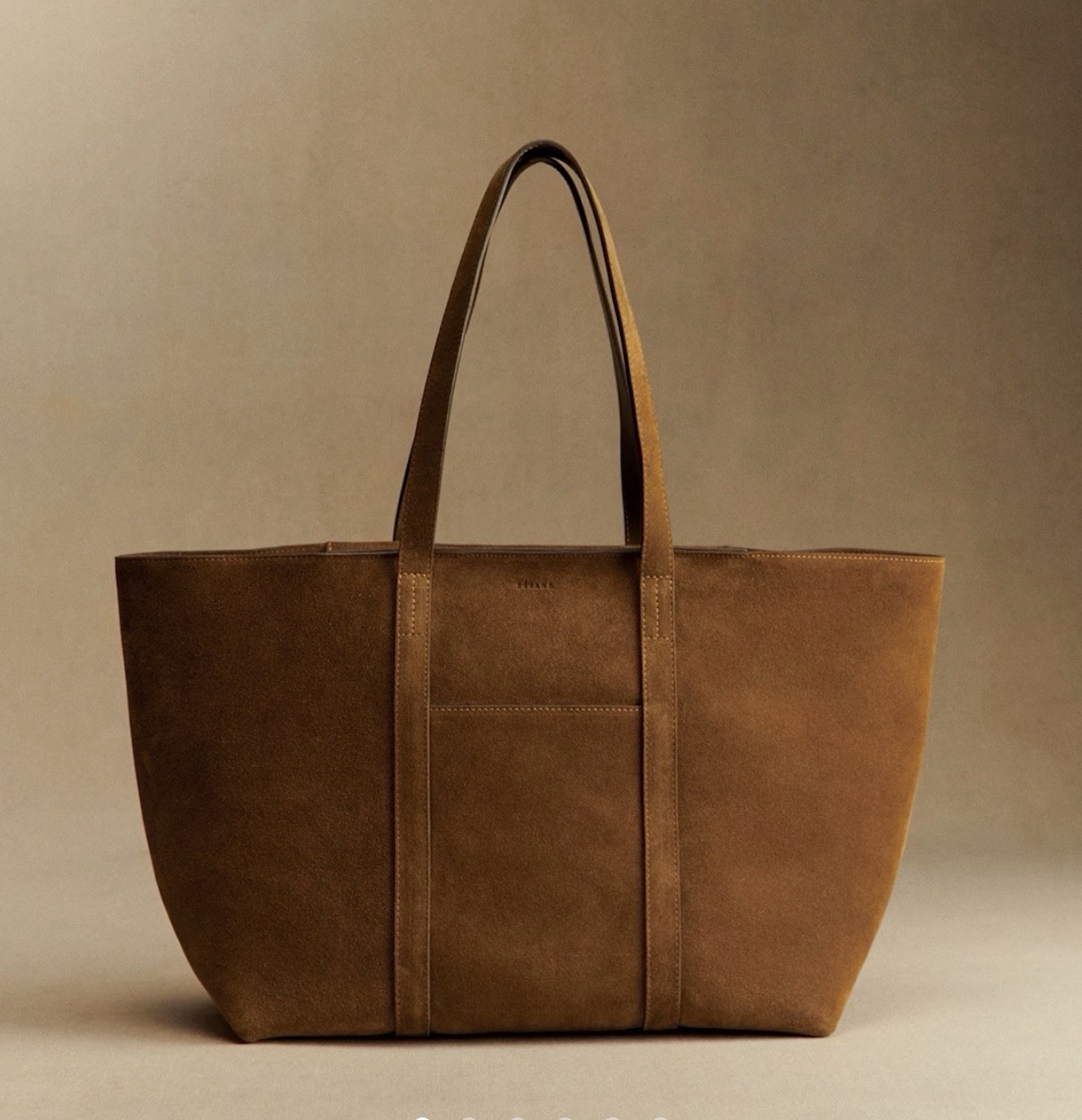 EUC Sezane Camel Beige Caramel Sand Suede Gabin Tote Bag Weekender Large Maxi