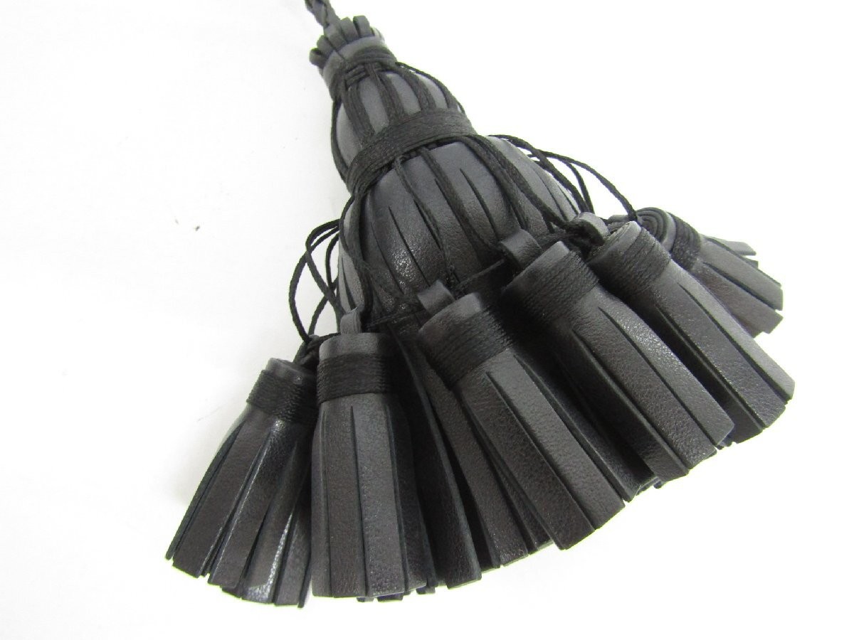 Anya Hindmarch Sticker Clutch Bag Black Leather 20cm×30cm Tassel Zipper Accent