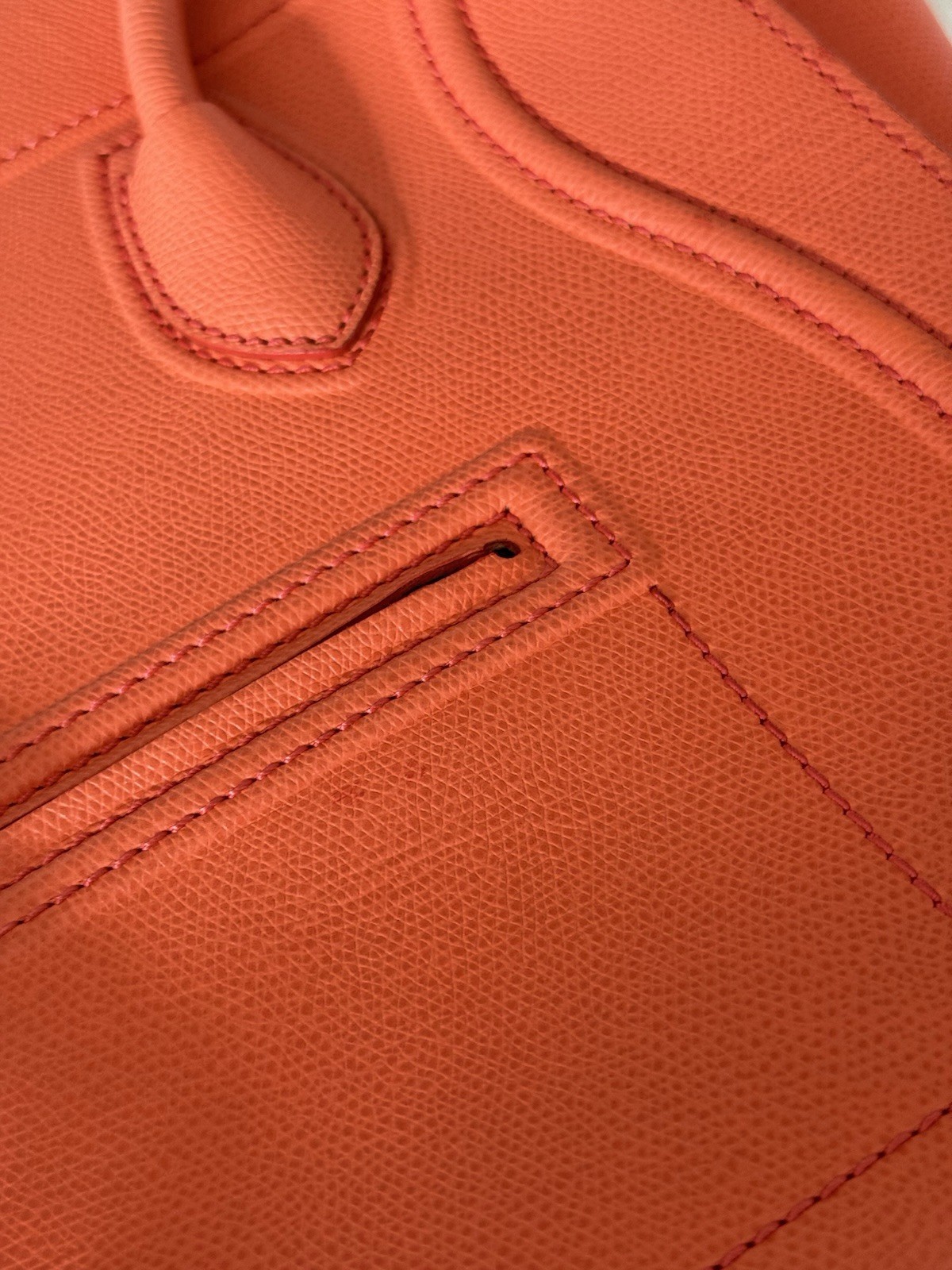 100% AUTHENTIC CELINE Luggage Phantom Bag in Coral Orange – Grained Leather