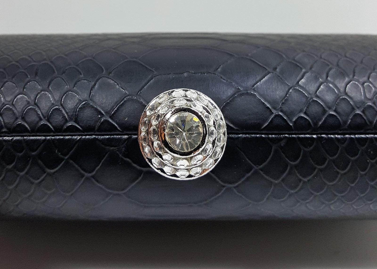 Orly Sophie Chic Black Embossed Rhinestone Evening Clutch Shoulder Bag NWD $295