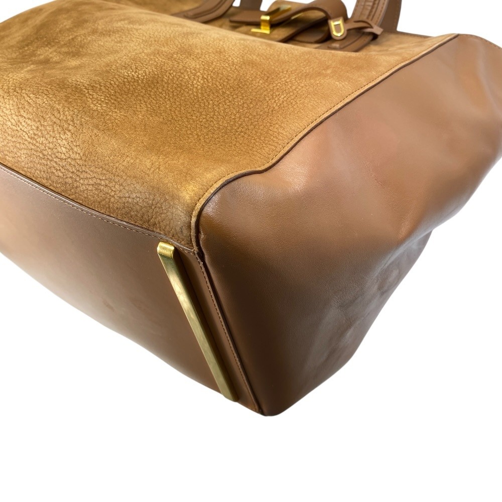DELVAUX Simplicime N/S Tote Bag Handbag Suede Leather Brown 34cm x 35cm x 20cm w