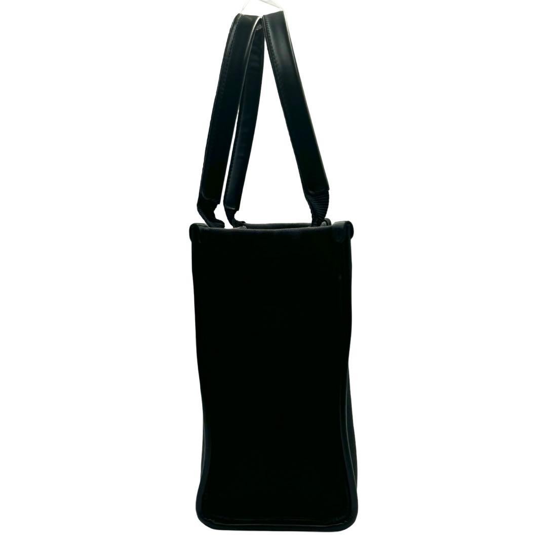 BALENCIAGA Hardware Small Tote 2Way Black Canvas Leather W28 H21 #QYD4GC