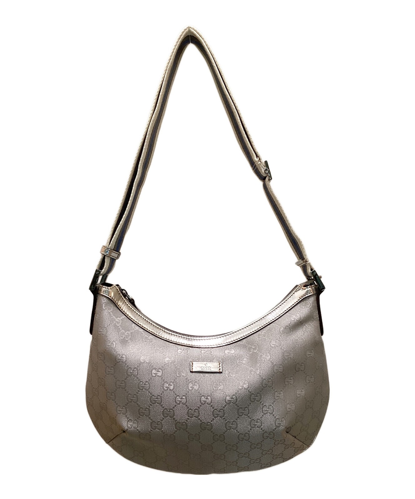 GUCCI 181092 Shoulder bag GG canvas One shoulder Silver Authentic From Japan