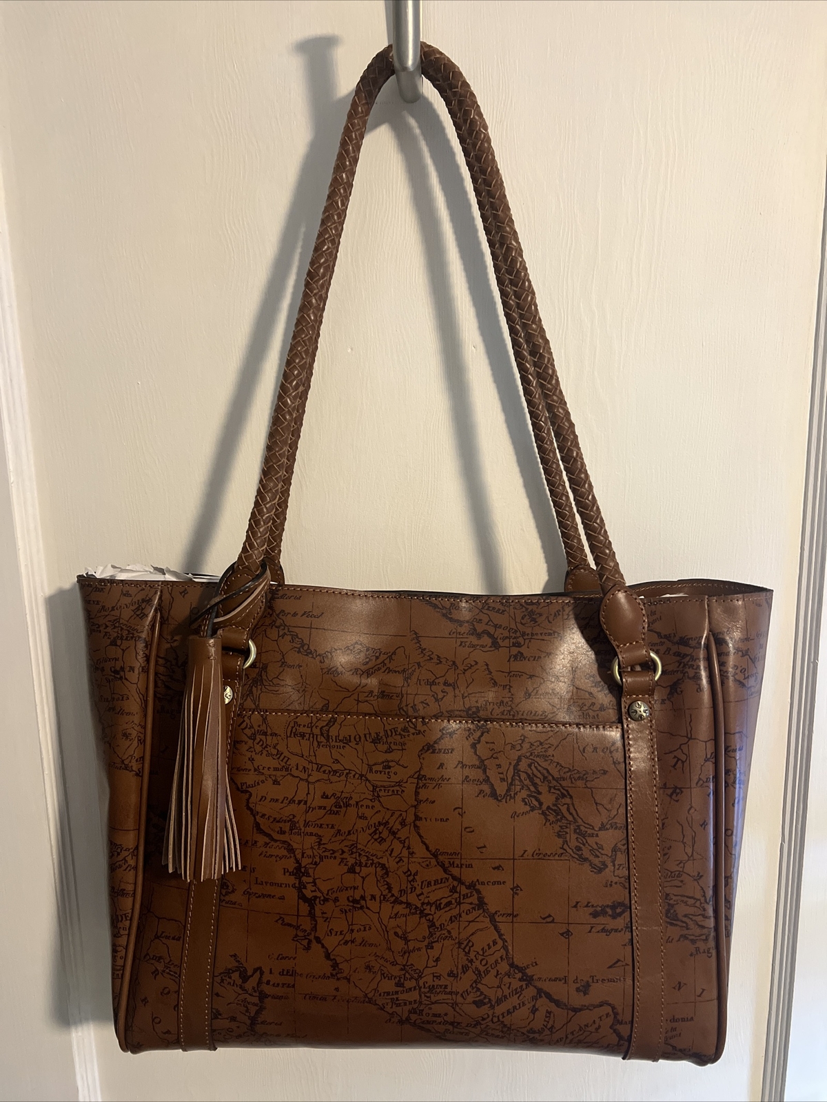 NWT Patricia Nash Cameley Tote Signature Map Riot Rust with tassel MSRP $299