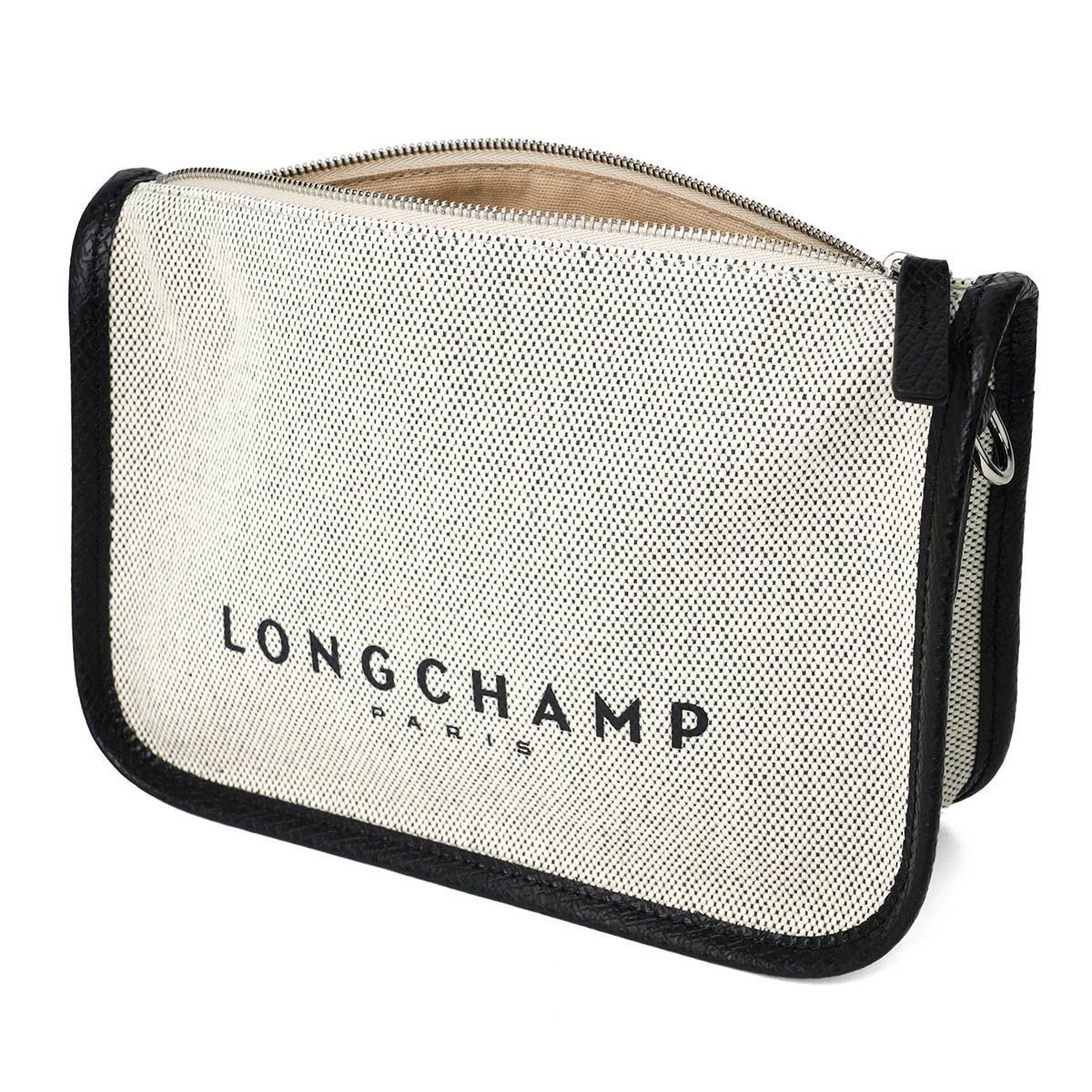 NWT Longchamp Roseau Essential S Crossbody Bag Canvas Black Leather Silver $330