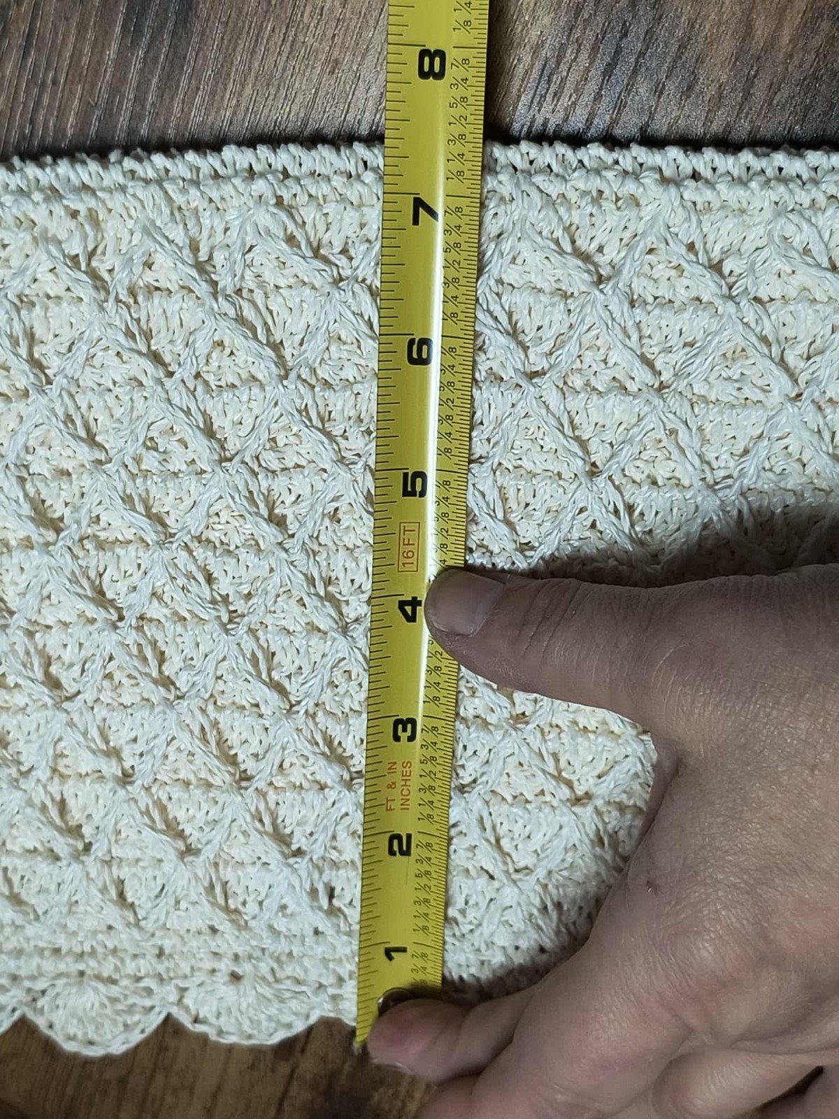 Vintage Crocheted boho macrame cream wristlet purse – 7X11 inch JAPAN