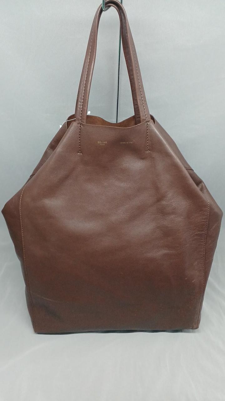 CELINE Horizontal Cabas Leather Tote Bag Brown Shoulder Bag USED from Japan #TAM