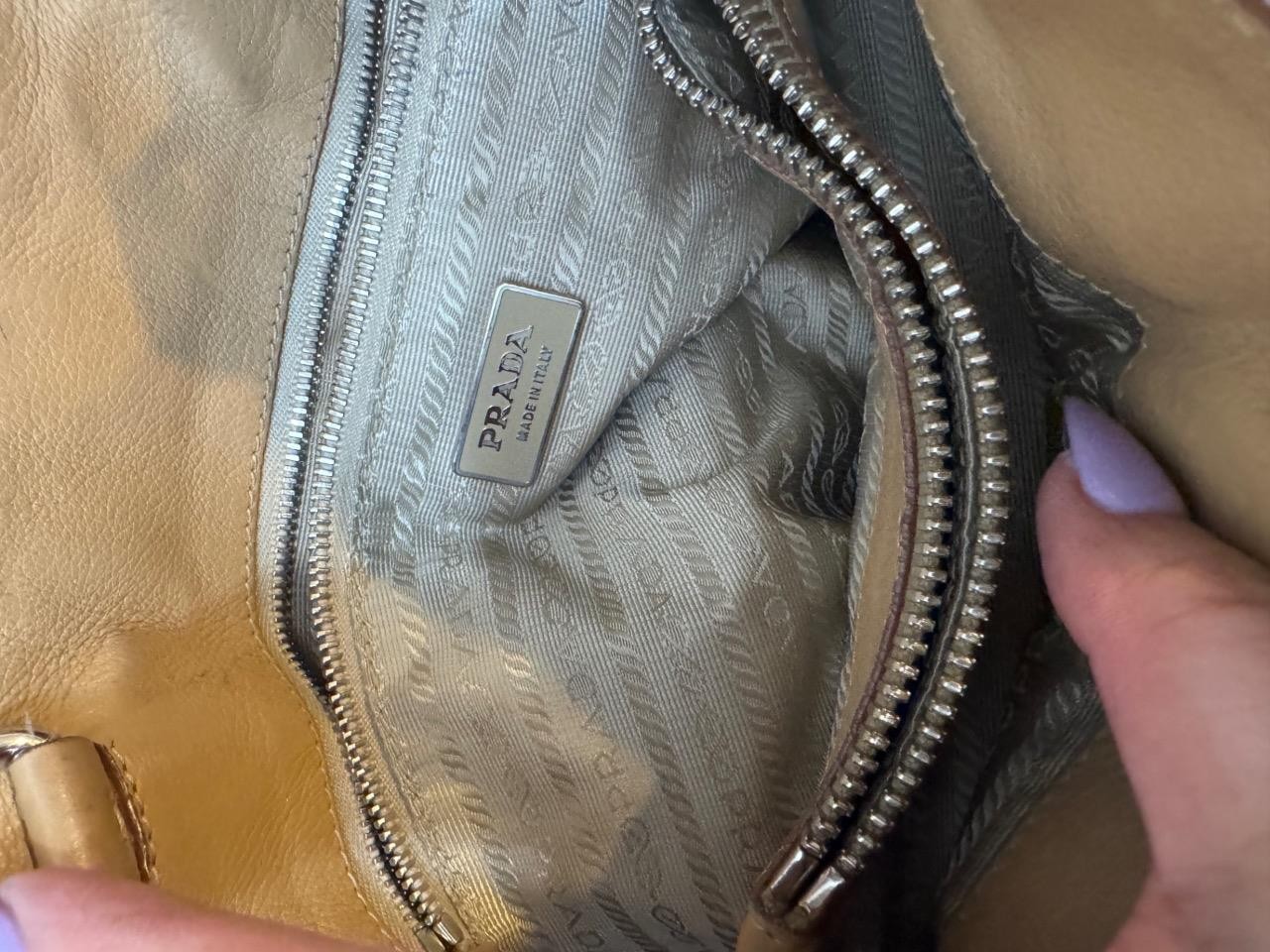 Prada Vitello Daino MUSTARD LEATHER Side Pocket Tote(u100