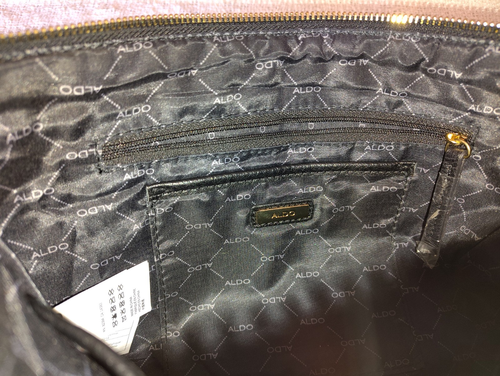 Aldo Black & Beige striped straw clutch bag rainbow tassels and gold Coins 13″