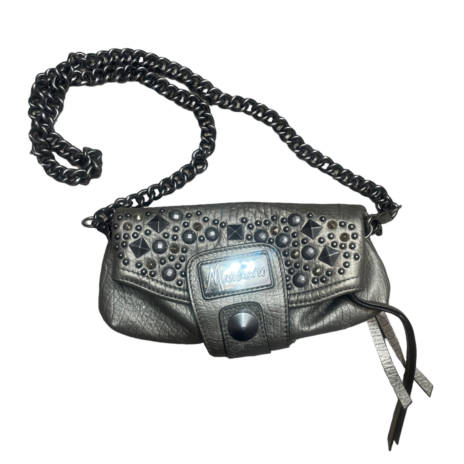 Marciano Silver Purse 42” Removable Chain Strap