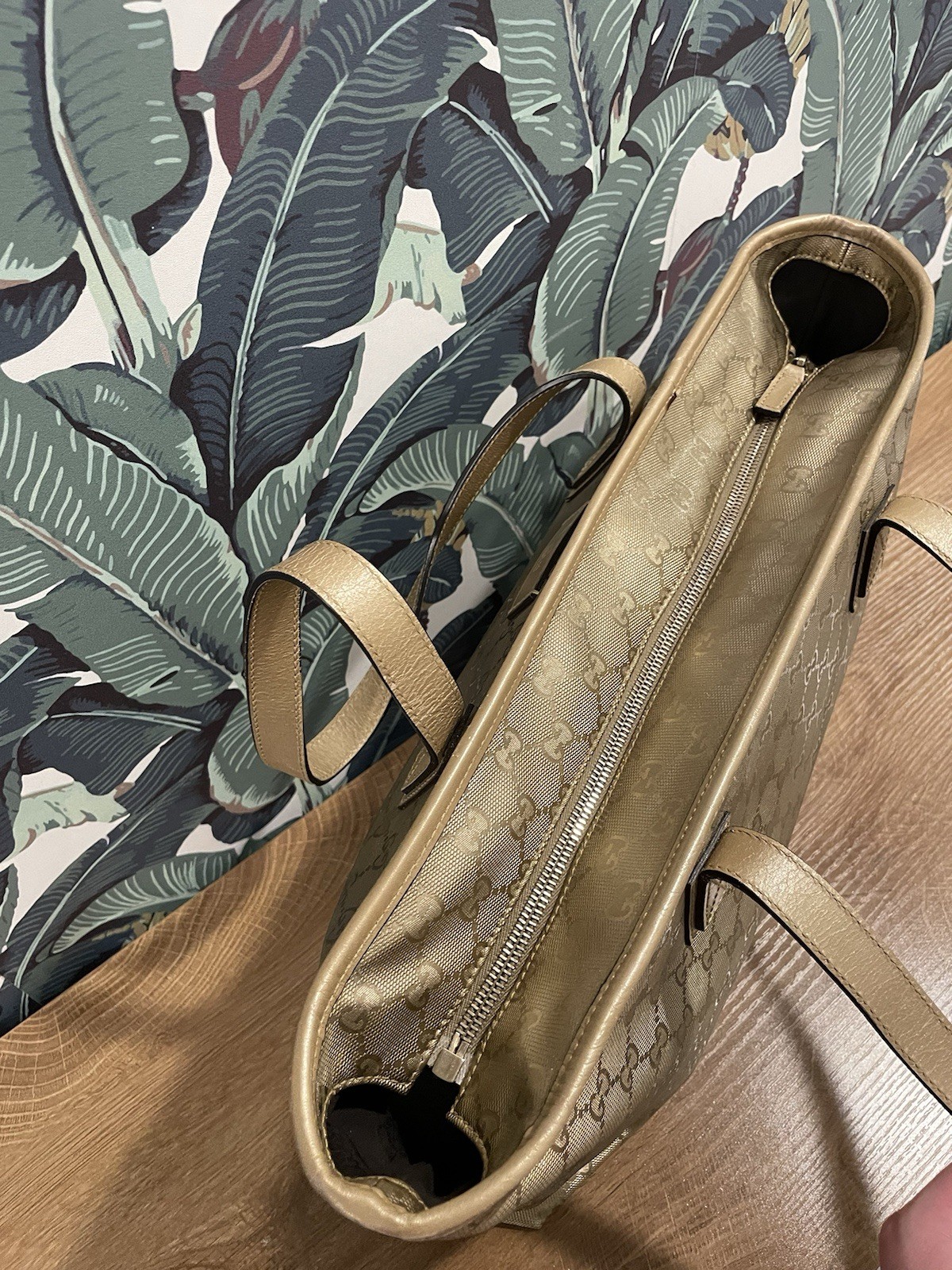 Gucci GG Gold Imprime Supreme Canvas/Leather Tote Bag