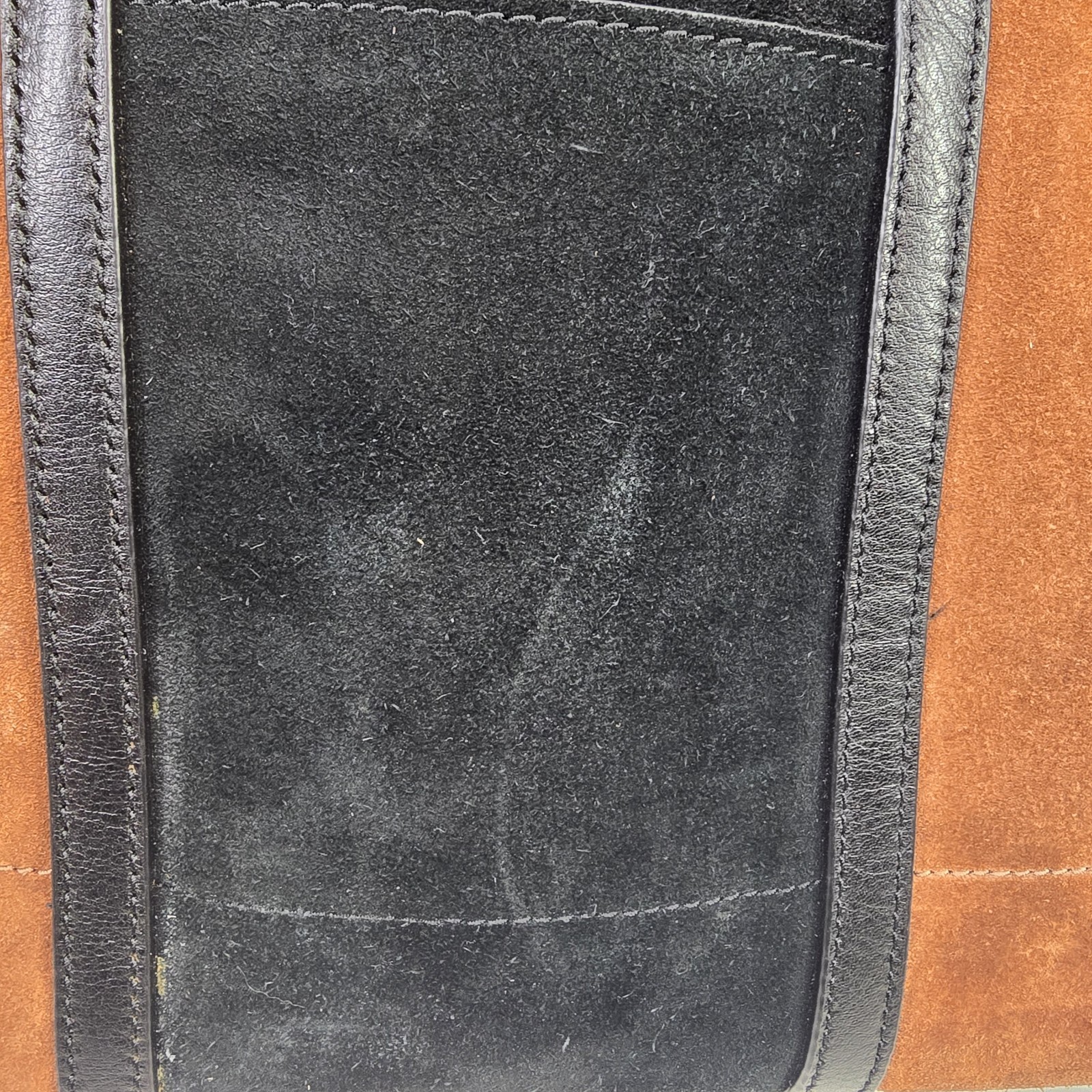 FOSSIL Carmen Shopper Brown Black SUEDE Leather Crossbody Tote Purse