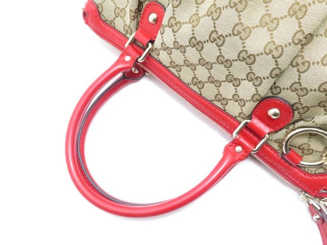GUCCI Sukey GG 2way Bag Beige / Red Canvas / Leather 247902 Shoulder Bag #DB665
