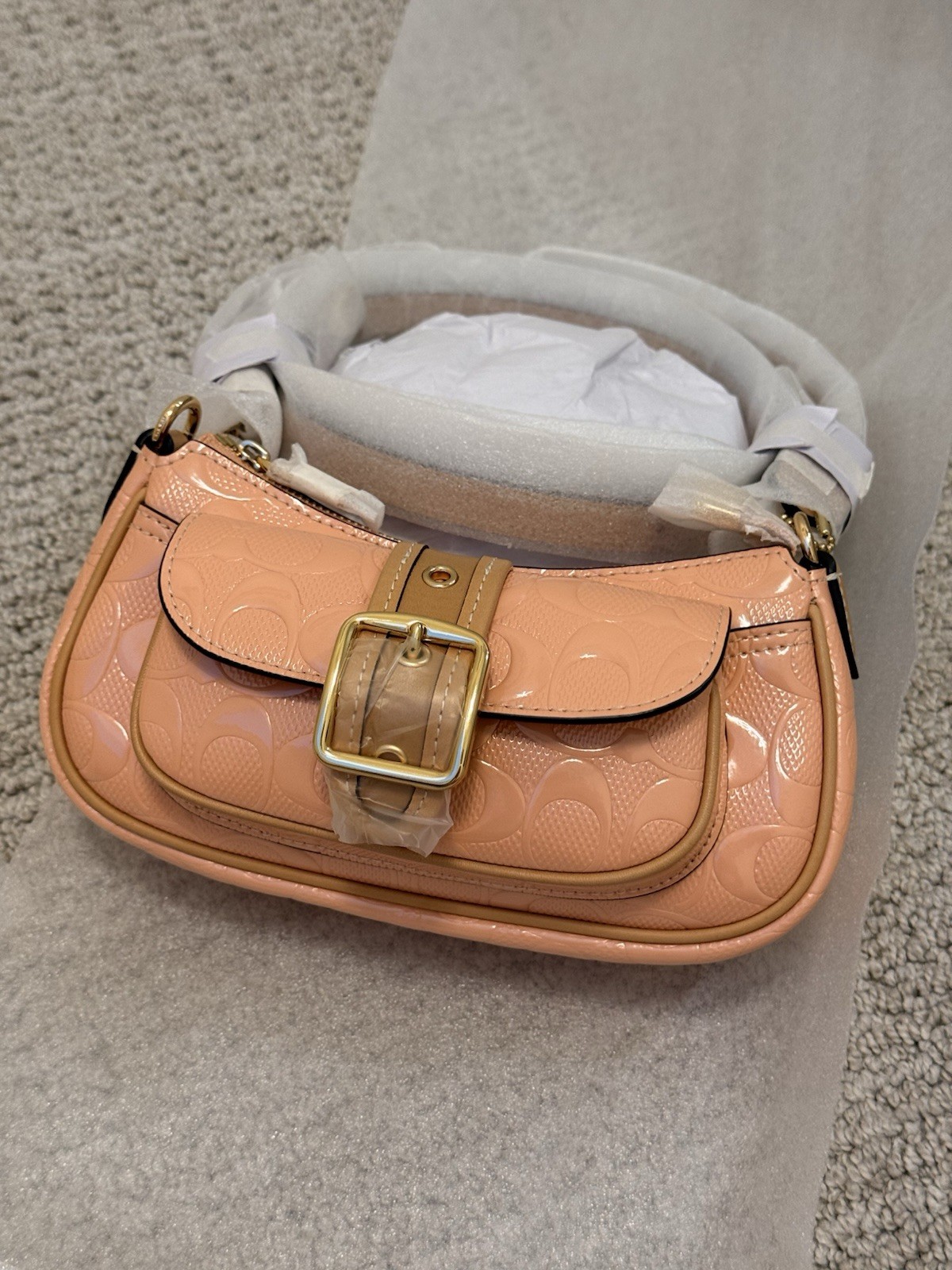 *SEALED* COACH Ashton Mini Shoulder Bag Signature Leather Gold/Faded Blush Pink