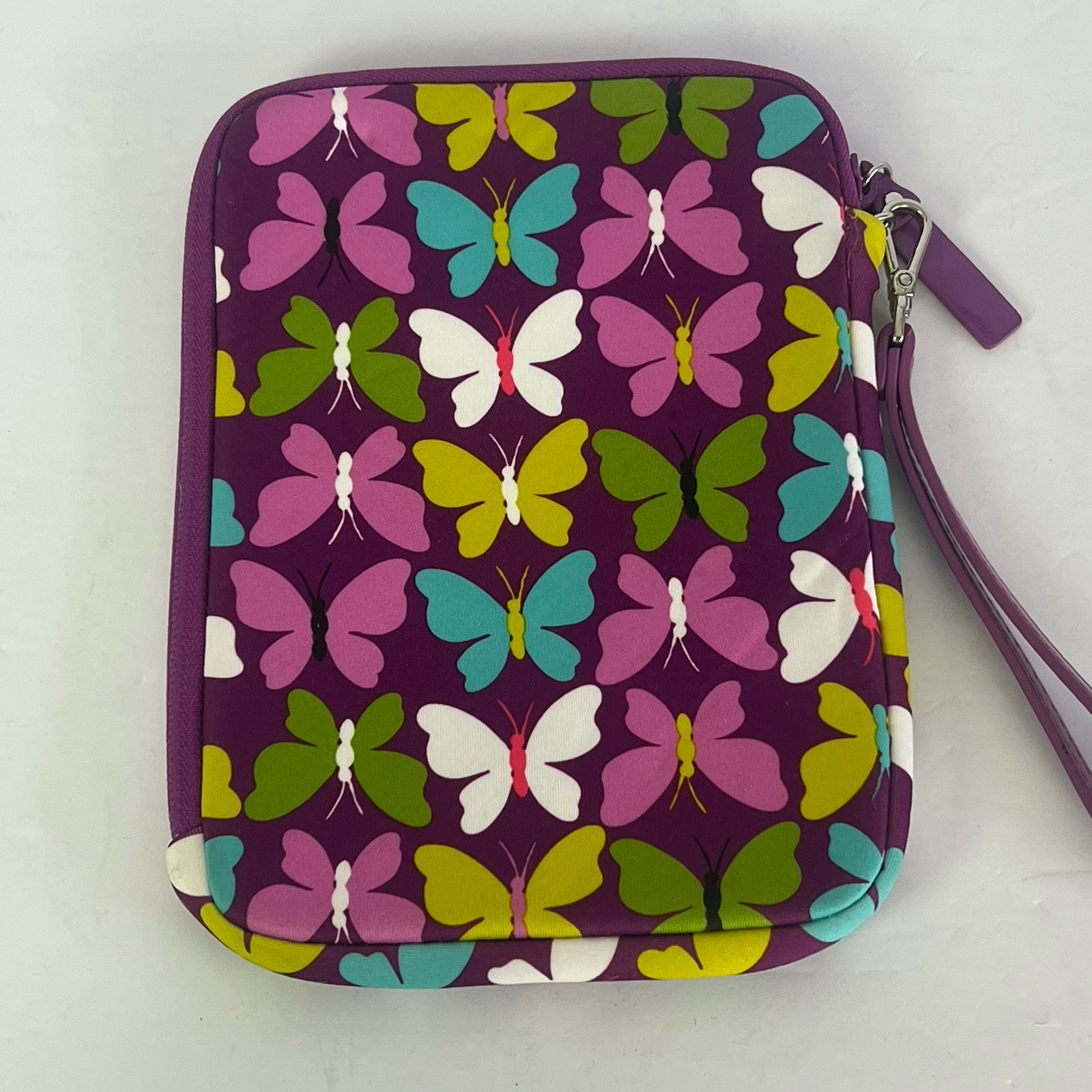 Vera Bradley Flutterby Butterflies Medium Tablet Sleeve Neoprene Padded Zip