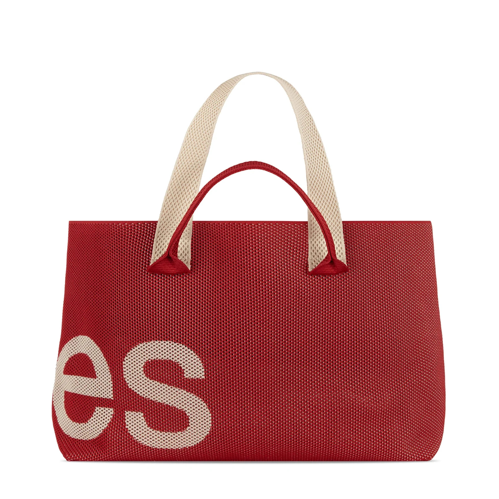 Curves Perforated Knit Tote Bag Scarlett Red Sean Brown NEW SHIPS TODAY