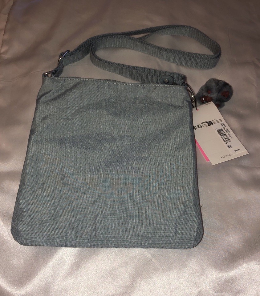 Kipling Keiko Relaxed Grey P Nylon Crossbody Bag + Monkey Key Chain NWT