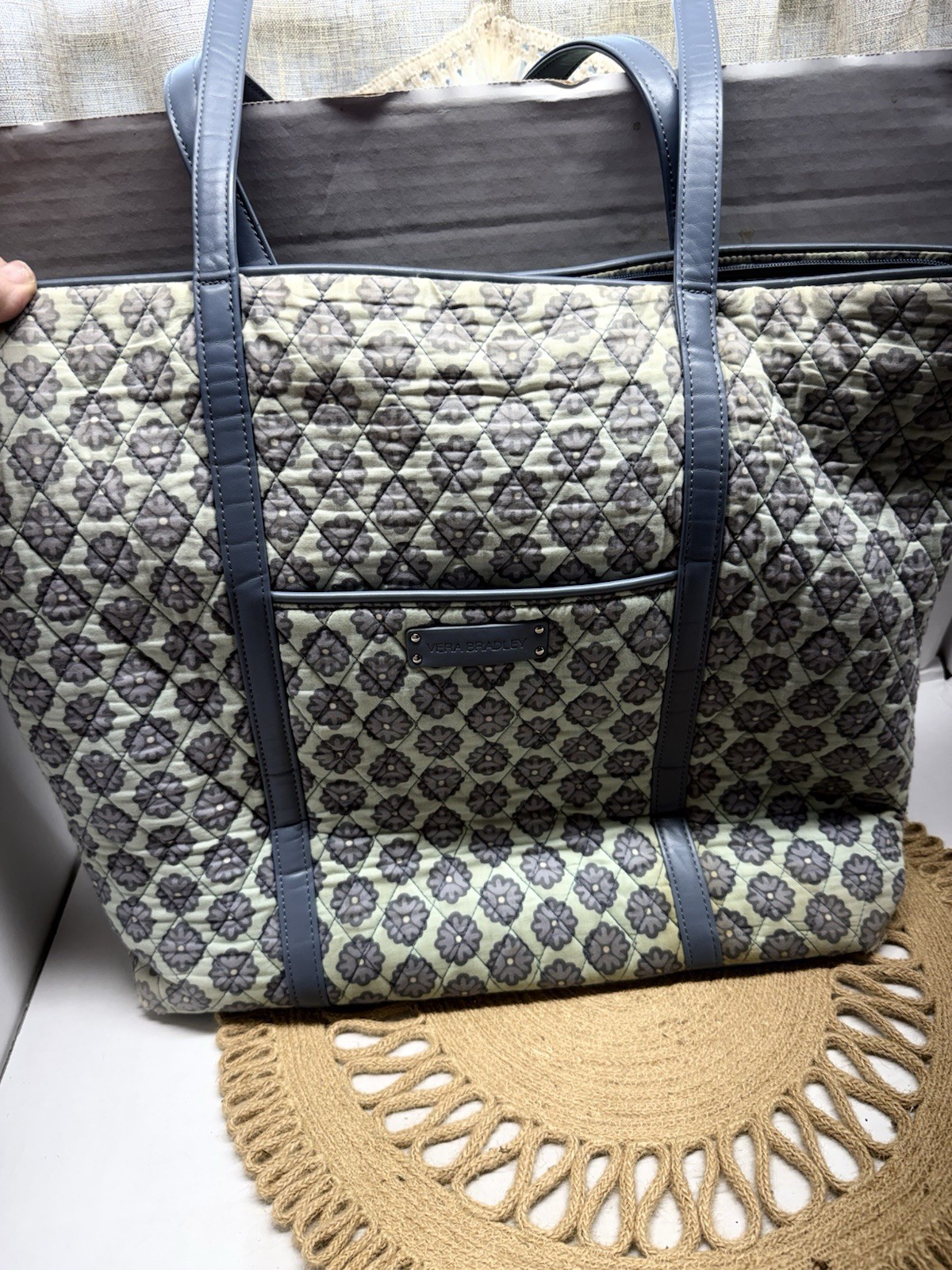 Vera Bradley retired Nomadic Blossoms floral quilted bag in blue and gray